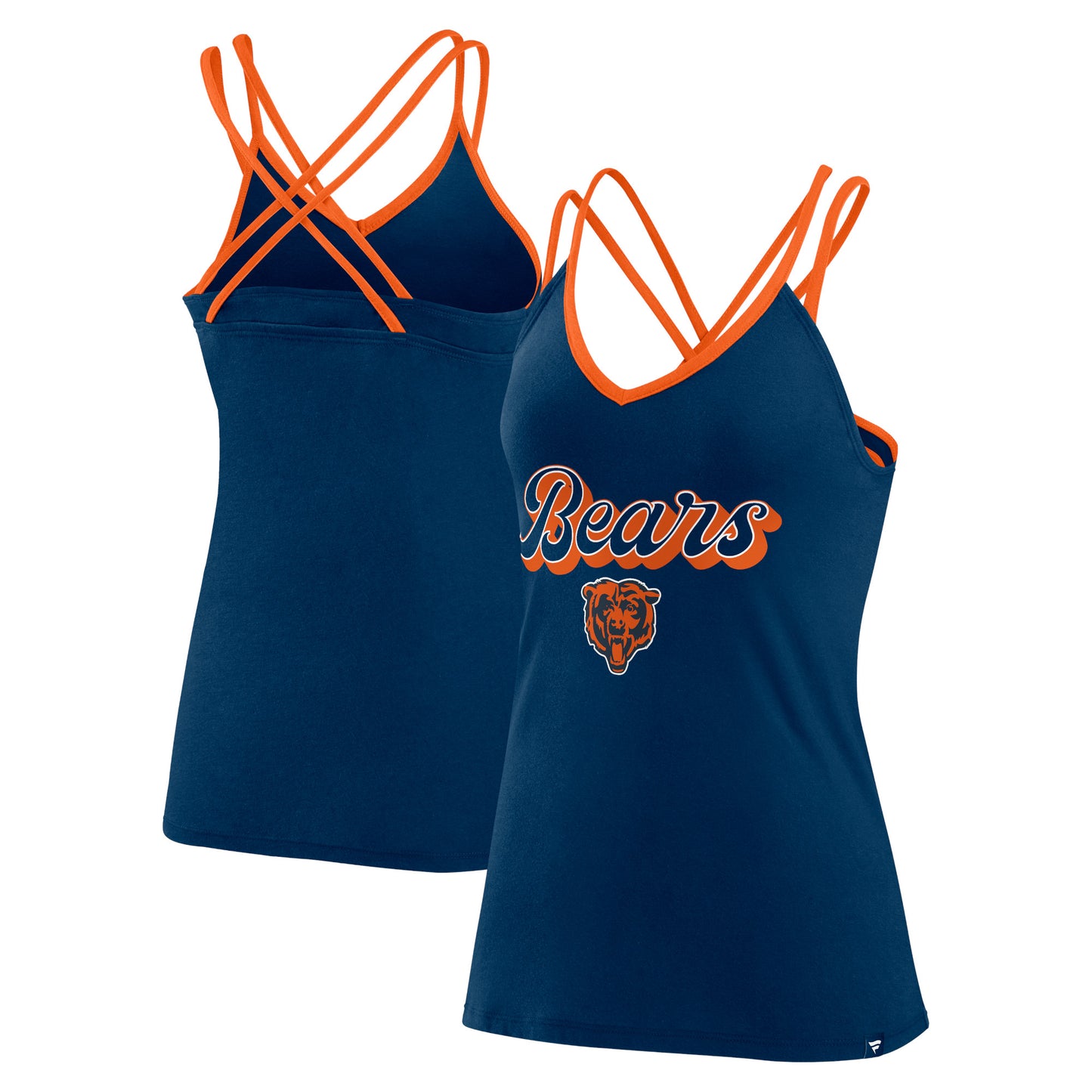 Women's Fanatics Navy Chicago Bears Go For It Strappy Crossback Tank Top
