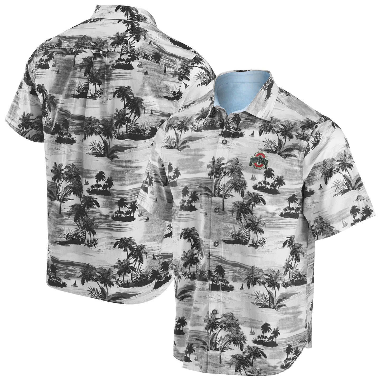 Men's Tommy Bahama Black Ohio State Buckeyes Tropical Horizons Button-Up Shirt