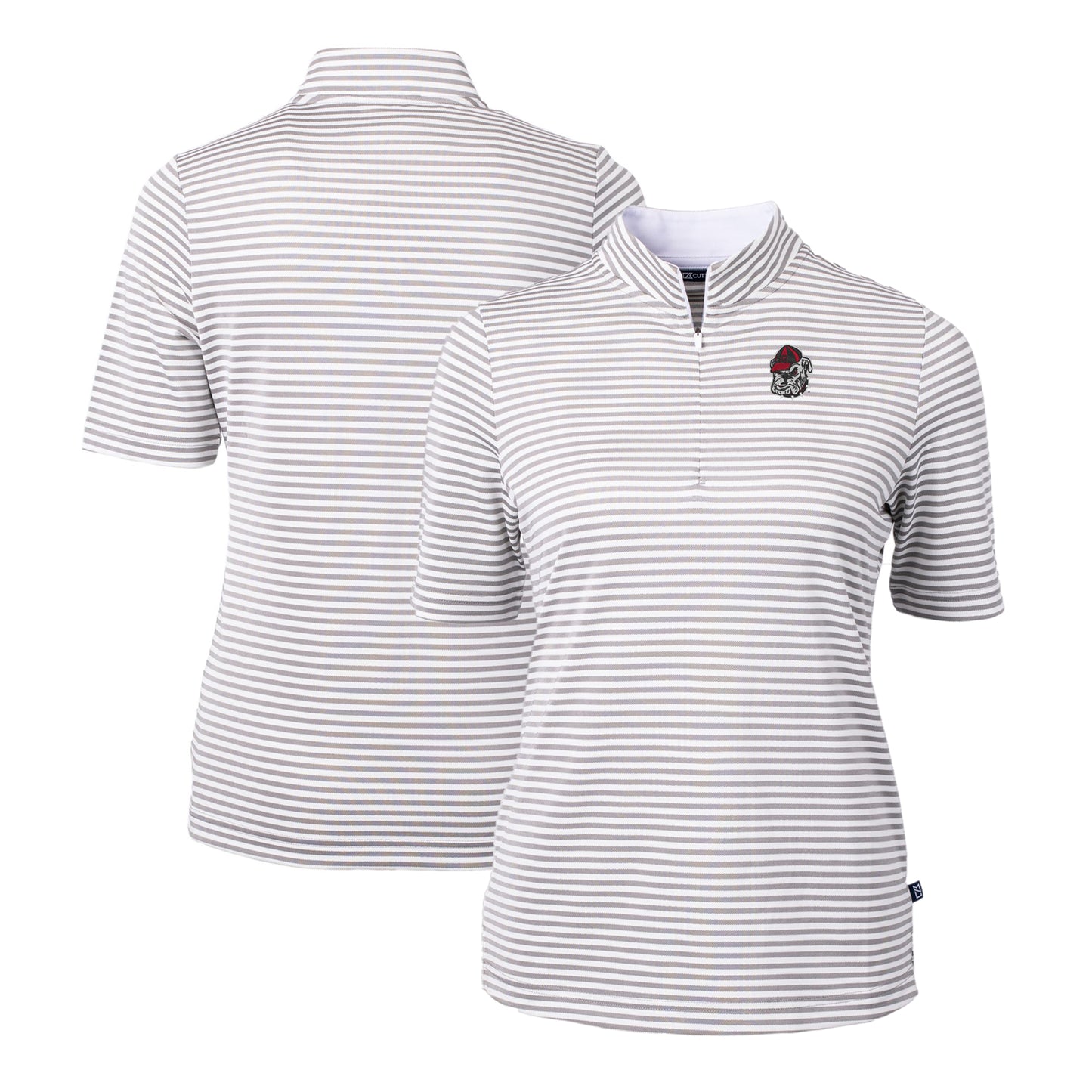 Women's Cutter & Buck Gray Georgia Bulldogs DryTec Virtue Eco Pique Stripe Recycled Polo