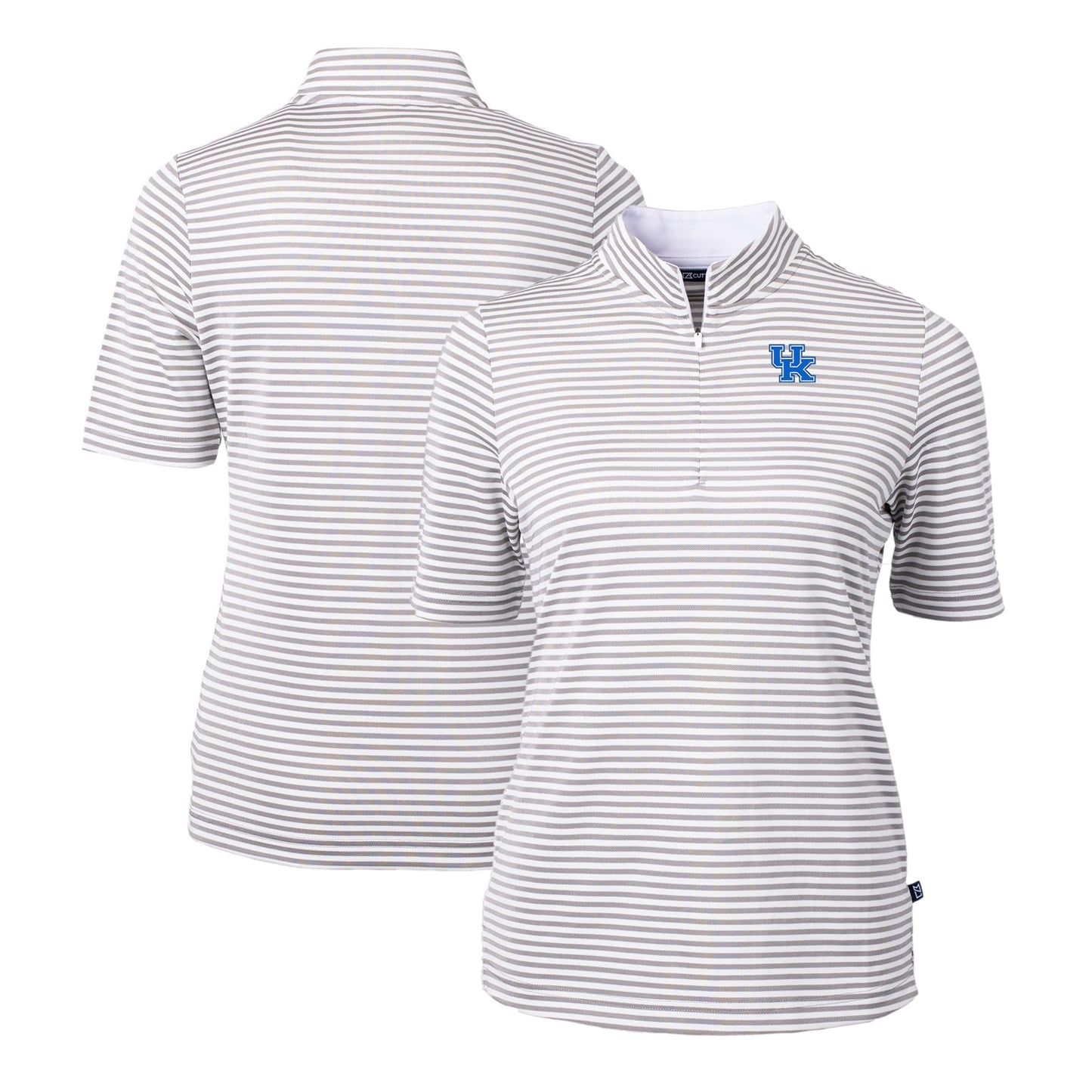 Women's Cutter & Buck Gray Kentucky Wildcats DryTec Virtue Eco Pique Stripe Recycled Polo
