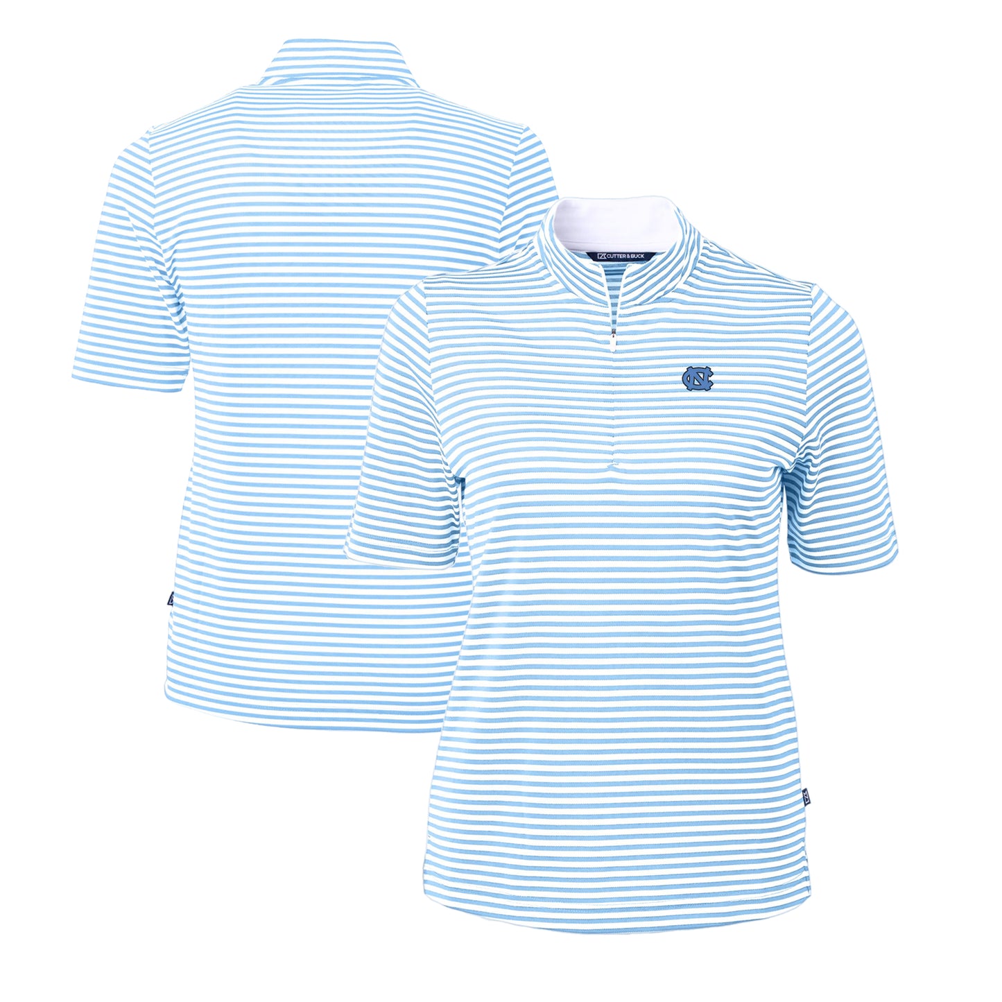 Women's Cutter & Buck Powder Blue North Carolina Tar Heels DryTec Virtue Eco Pique Stripe Recycled Polo