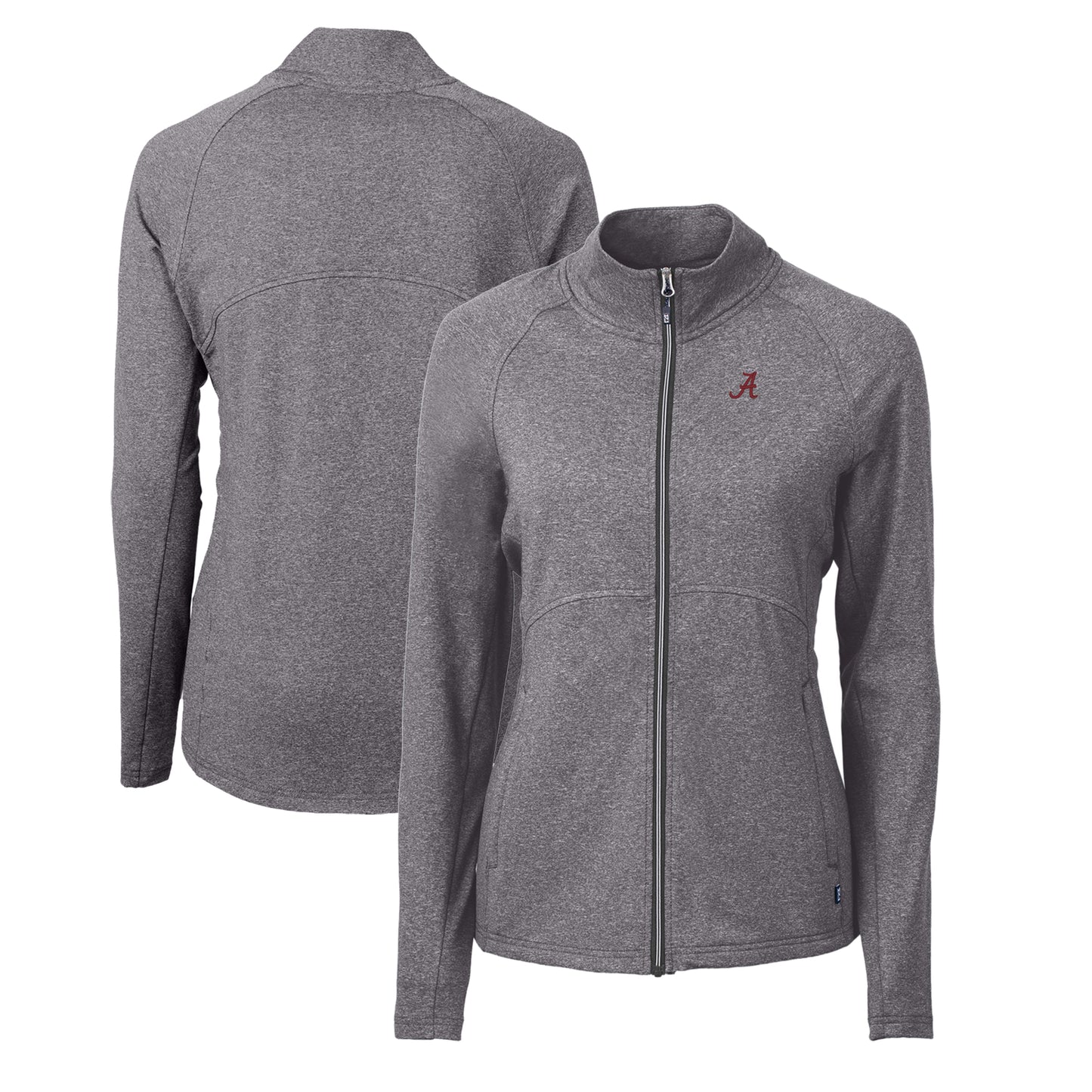 Women's Cutter & Buck Heather Black Alabama Crimson Tide Adapt Eco Knit Heather Recycled Full-Zip Jacket