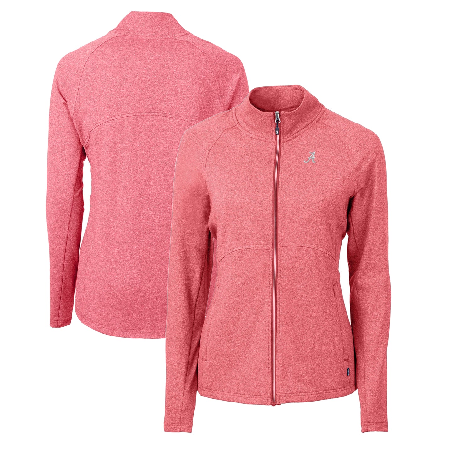 Women's Cutter & Buck Heather Red Alabama Crimson Tide Adapt Eco Knit Heather Recycled Full-Zip Jacket