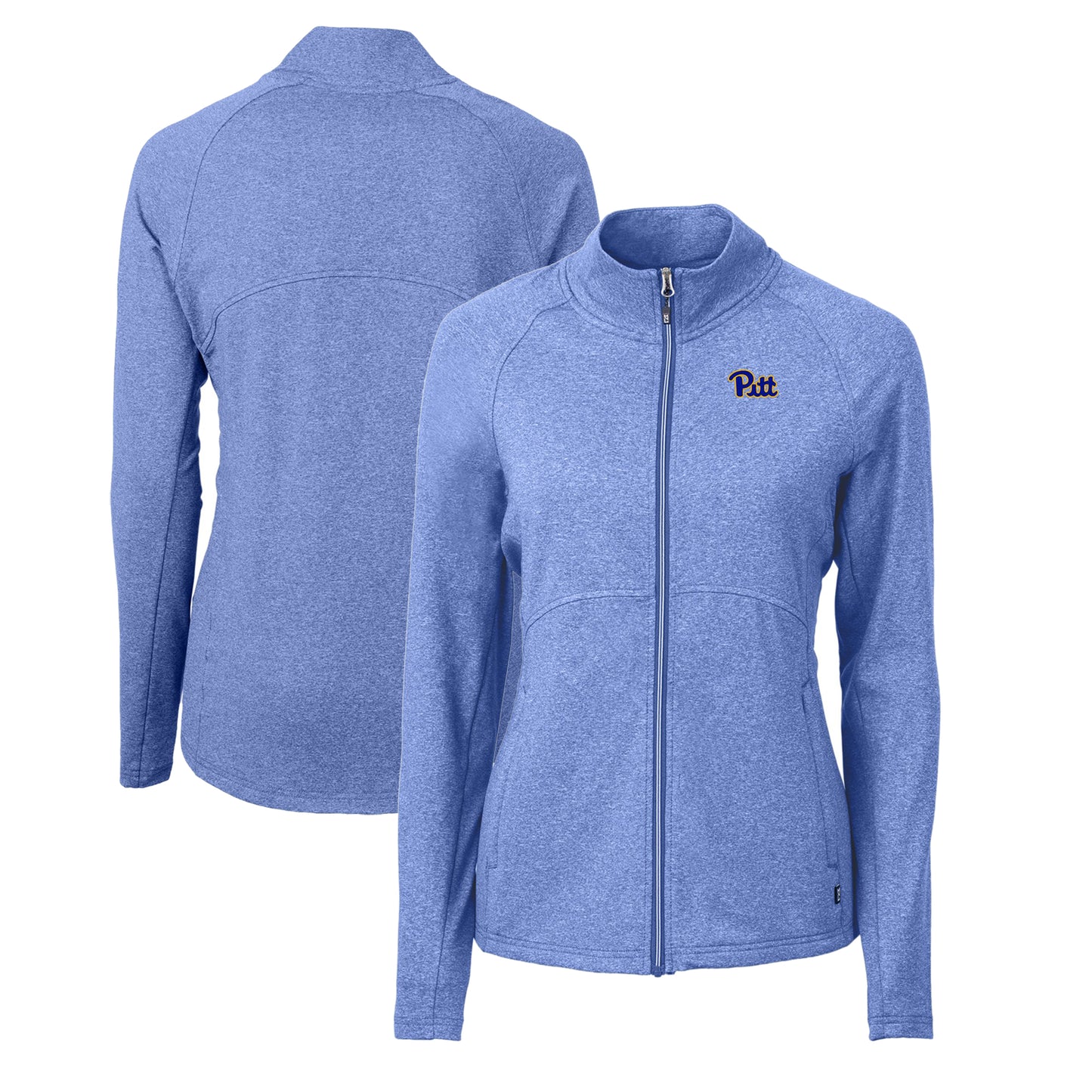 Women's Cutter & Buck Heather Royal Pitt Panthers Adapt Eco Knit Heather Recycled Full-Zip Jacket