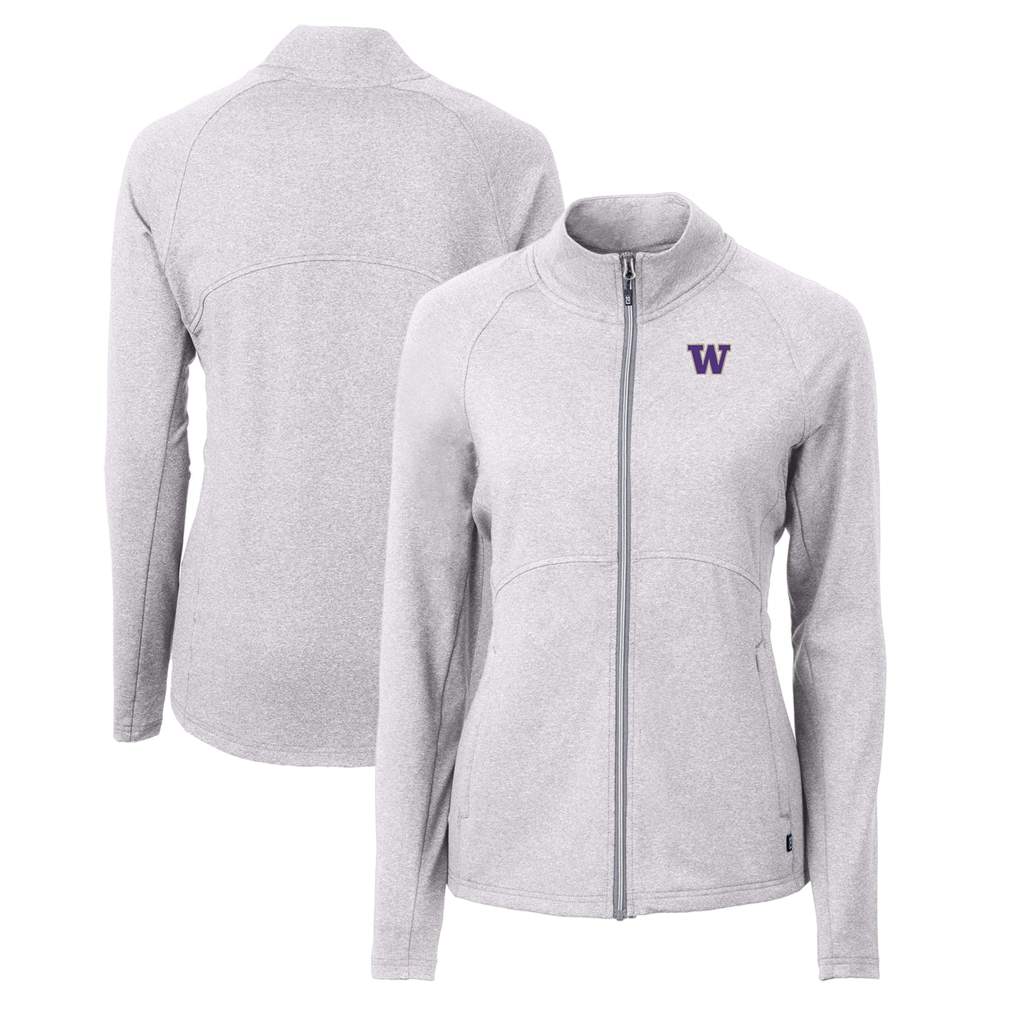 Women's Cutter & Buck Heather Gray Washington Huskies Adapt Eco Knit Heather Recycled Full-Zip Jacket