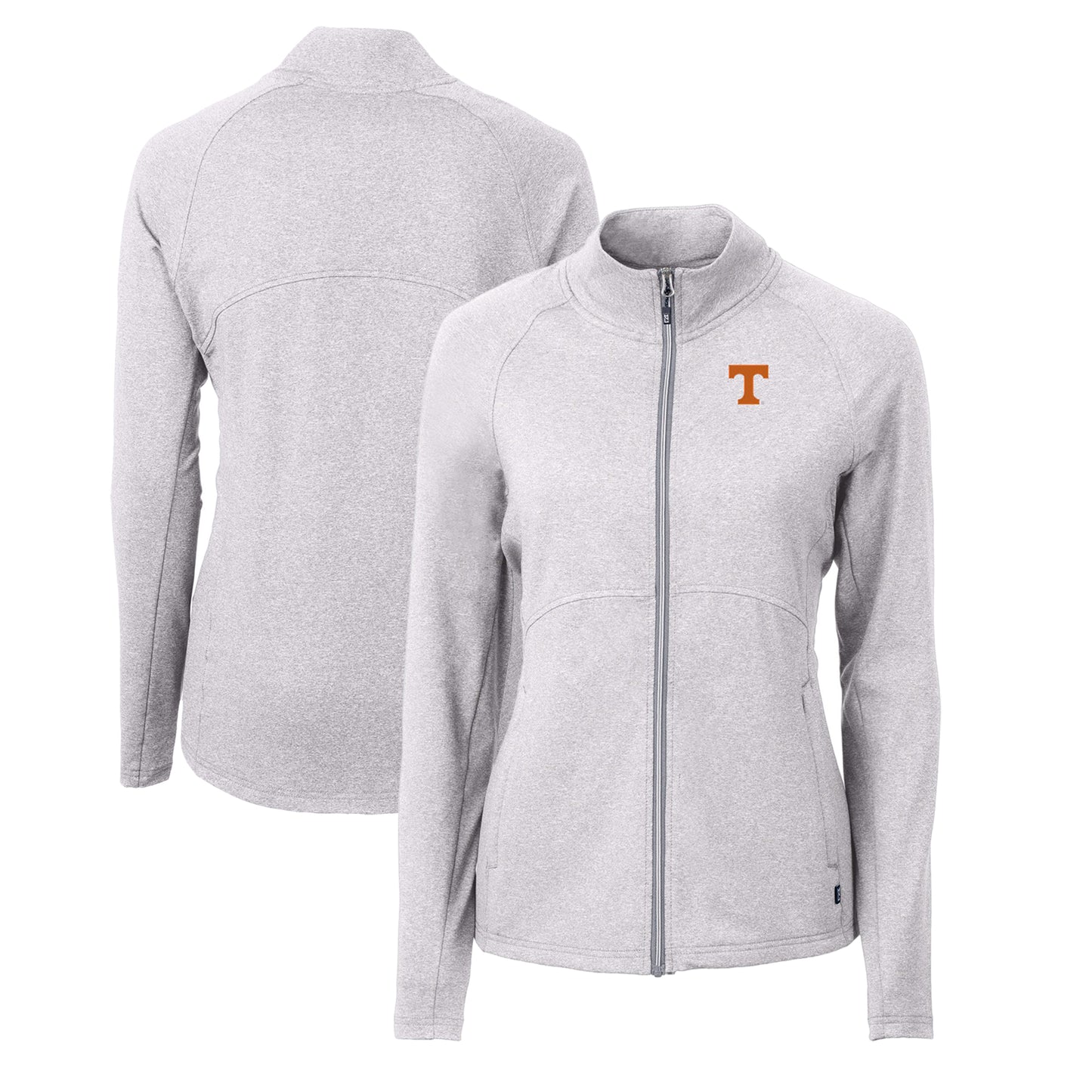 Women's Cutter & Buck Heather Gray Tennessee Volunteers Adapt Eco Knit Heather Recycled Full-Zip Jacket
