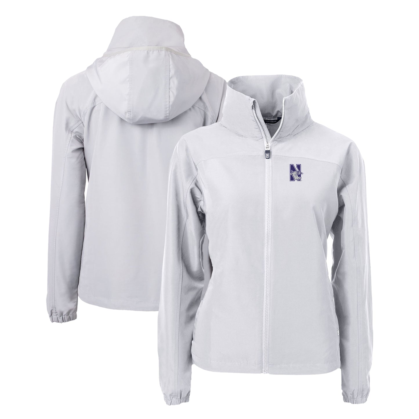Women's Cutter & Buck Gray Northwestern Wildcats Charter Eco Recycled Full-Zip Jacket