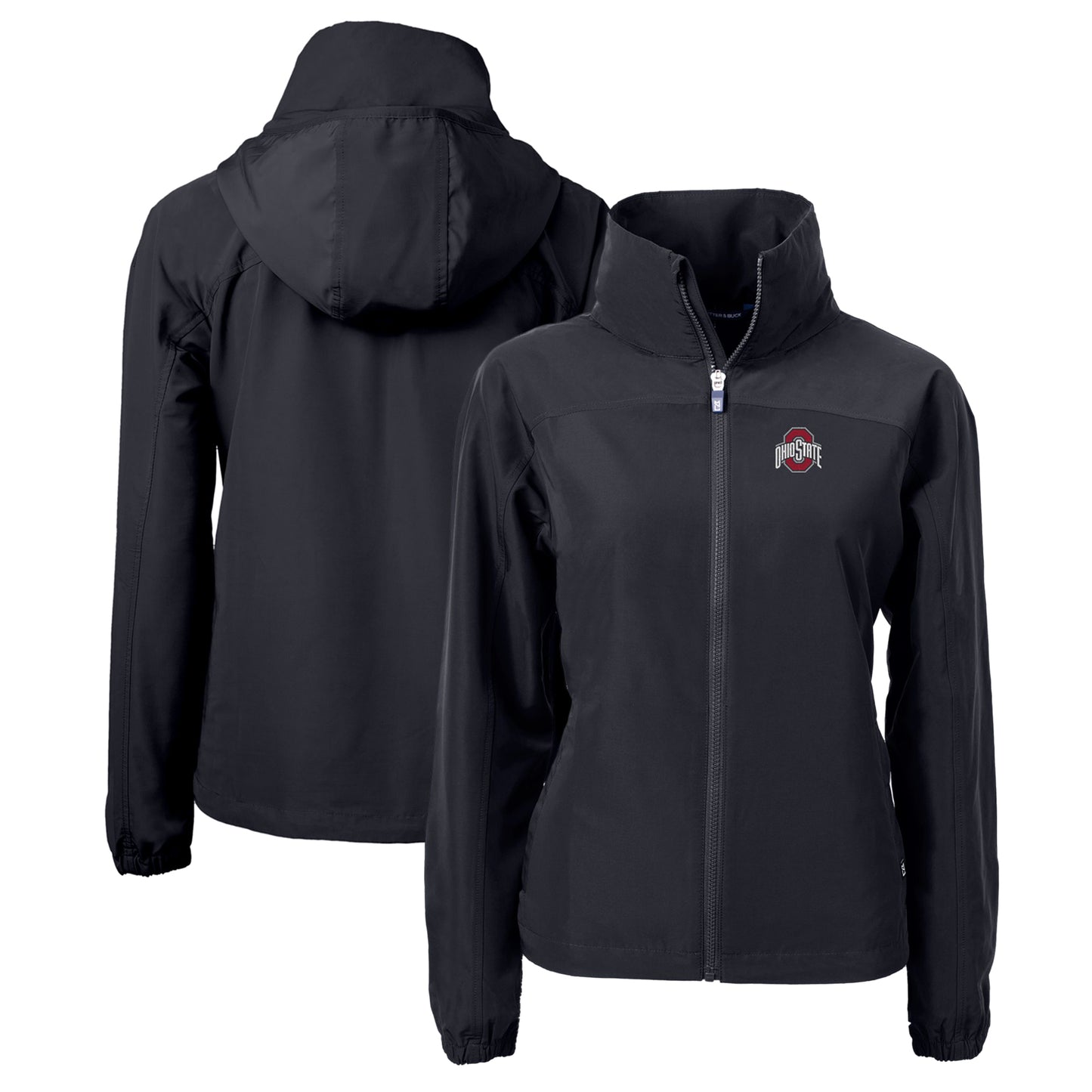 Women's Cutter & Buck Black Ohio State Buckeyes Charter Eco Recycled Full-Zip Jacket