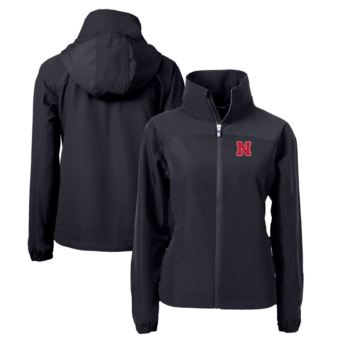 Women's Cutter & Buck Black Nebraska Huskers Charter Eco Recycled Full-Zip Jacket
