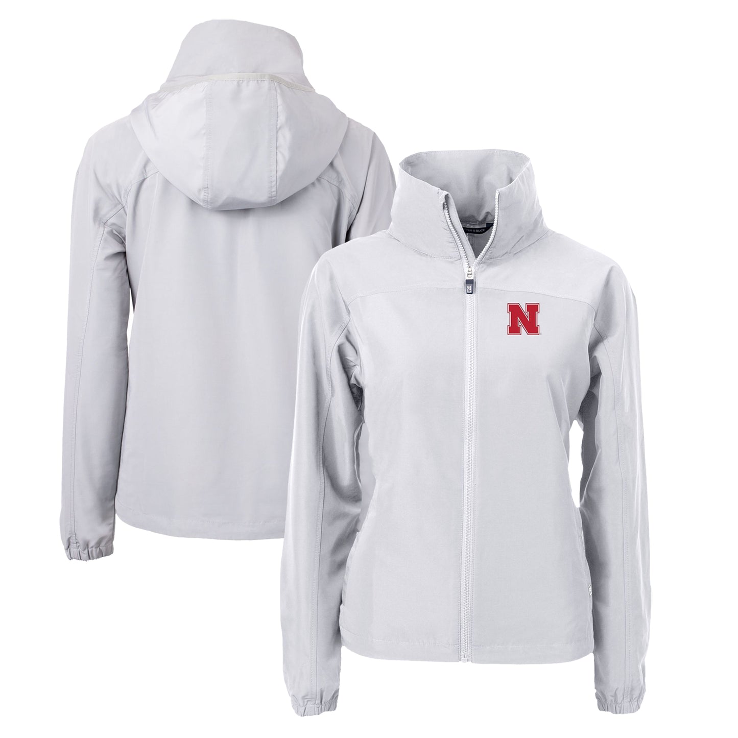 Women's Cutter & Buck Gray Nebraska Huskers Charter Eco Recycled Full-Zip Jacket