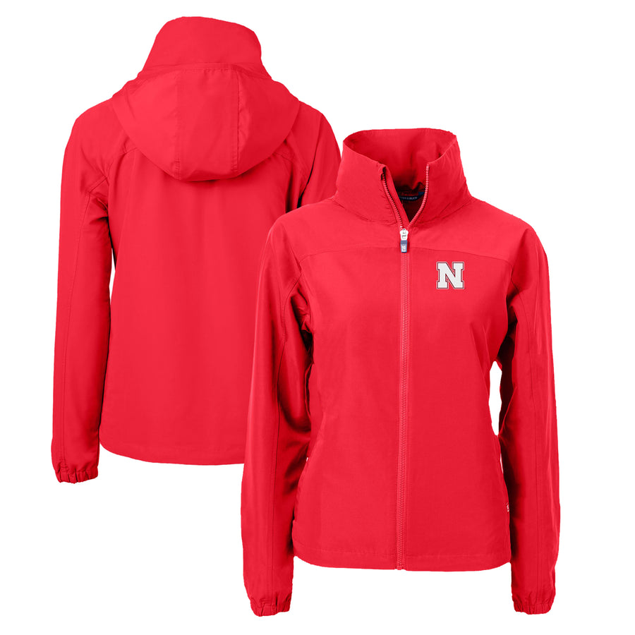Women's Cutter & Buck Scarlet Nebraska Huskers Charter Eco Recycled Full-Zip Jacket