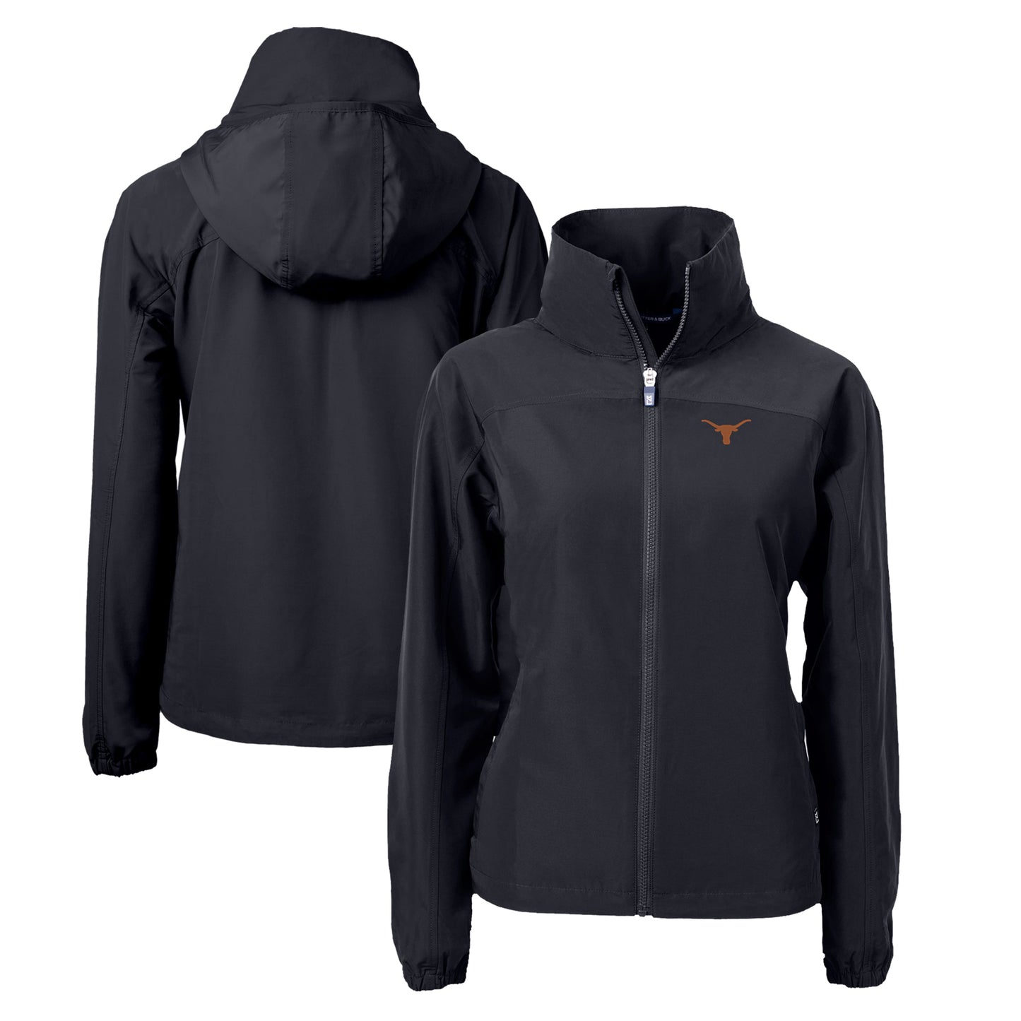 Women's Cutter & Buck Black Texas Longhorns Charter Eco Recycled Full-Zip Jacket