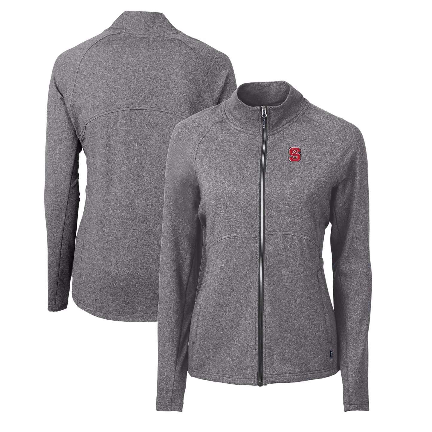 Women's Cutter & Buck Heather Black NC State Wolfpack Adapt Eco Knit Heather Recycled Full-Zip Jacket
