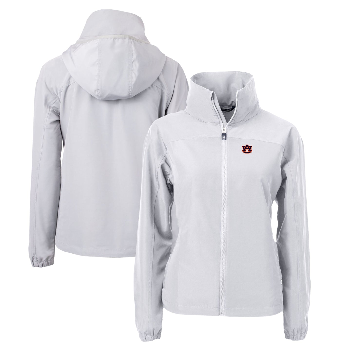 Women's Cutter & Buck Gray Auburn Tigers Charter Eco Recycled Full-Zip Jacket