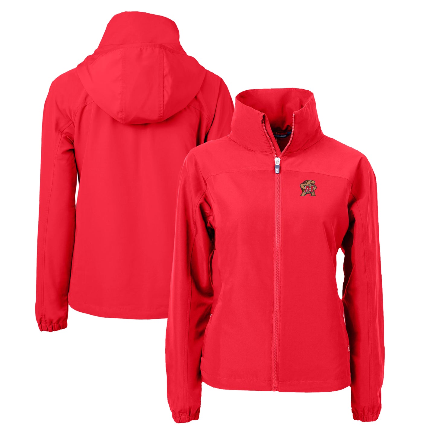 Women's Cutter & Buck Red Maryland Terrapins Charter Eco Recycled Full-Zip Jacket