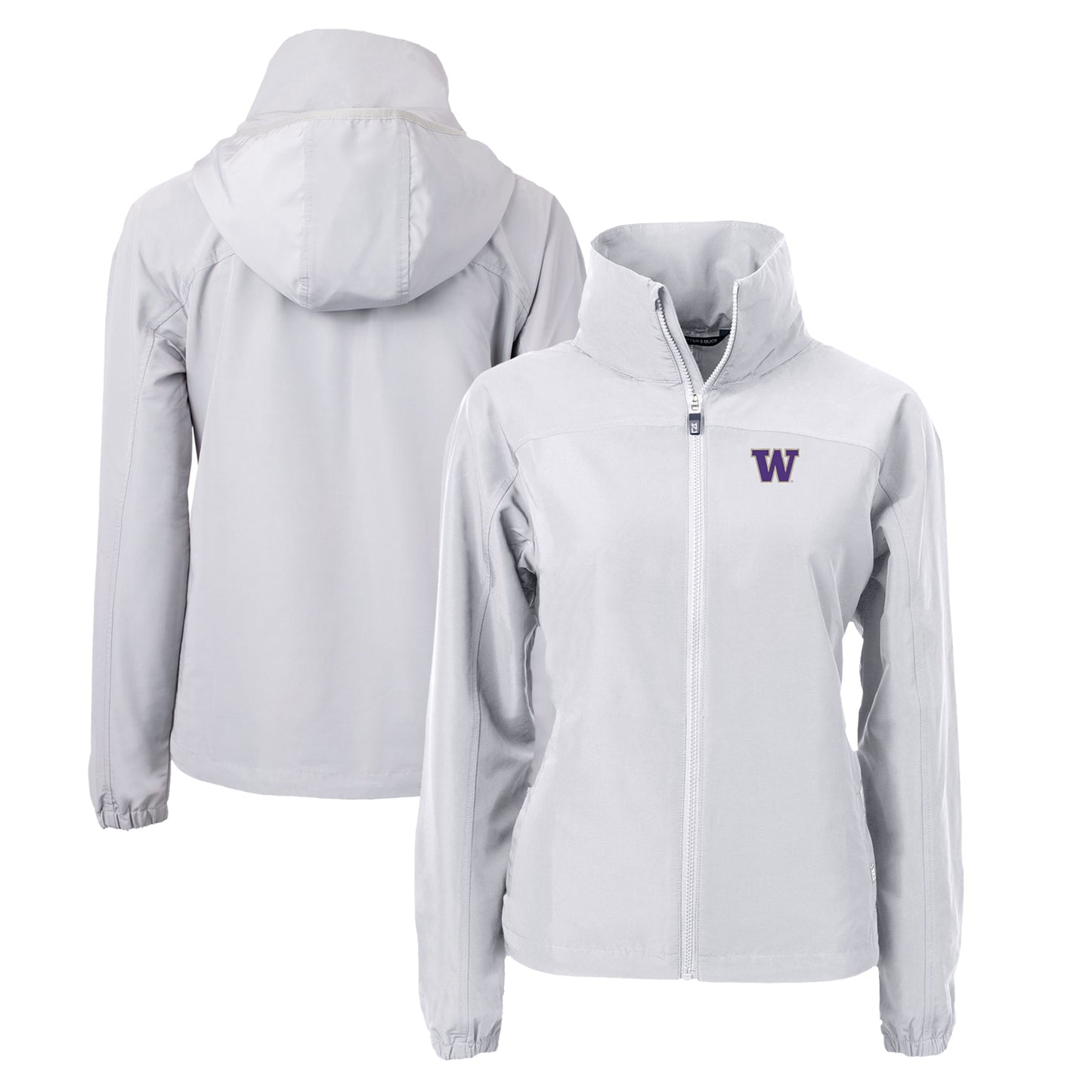 Women's Cutter & Buck Gray Washington Huskies Charter Eco Recycled Full-Zip Jacket