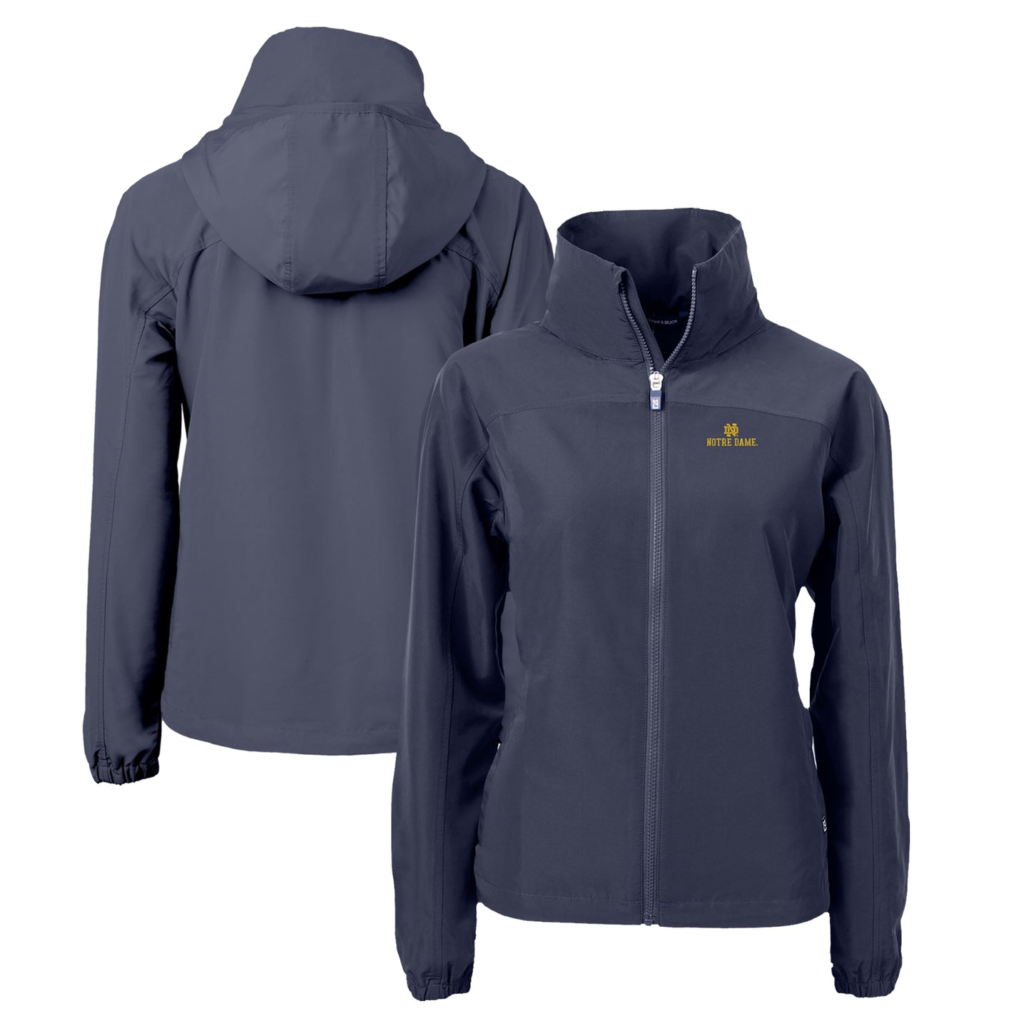 Women's Cutter & Buck Navy Notre Dame Fighting Irish Charter Eco Recycled Full-Zip Jacket
