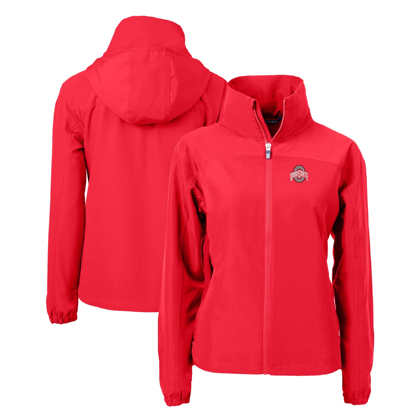 Women's Cutter & Buck Scarlet Ohio State Buckeyes Charter Eco Recycled Full-Zip Jacket
