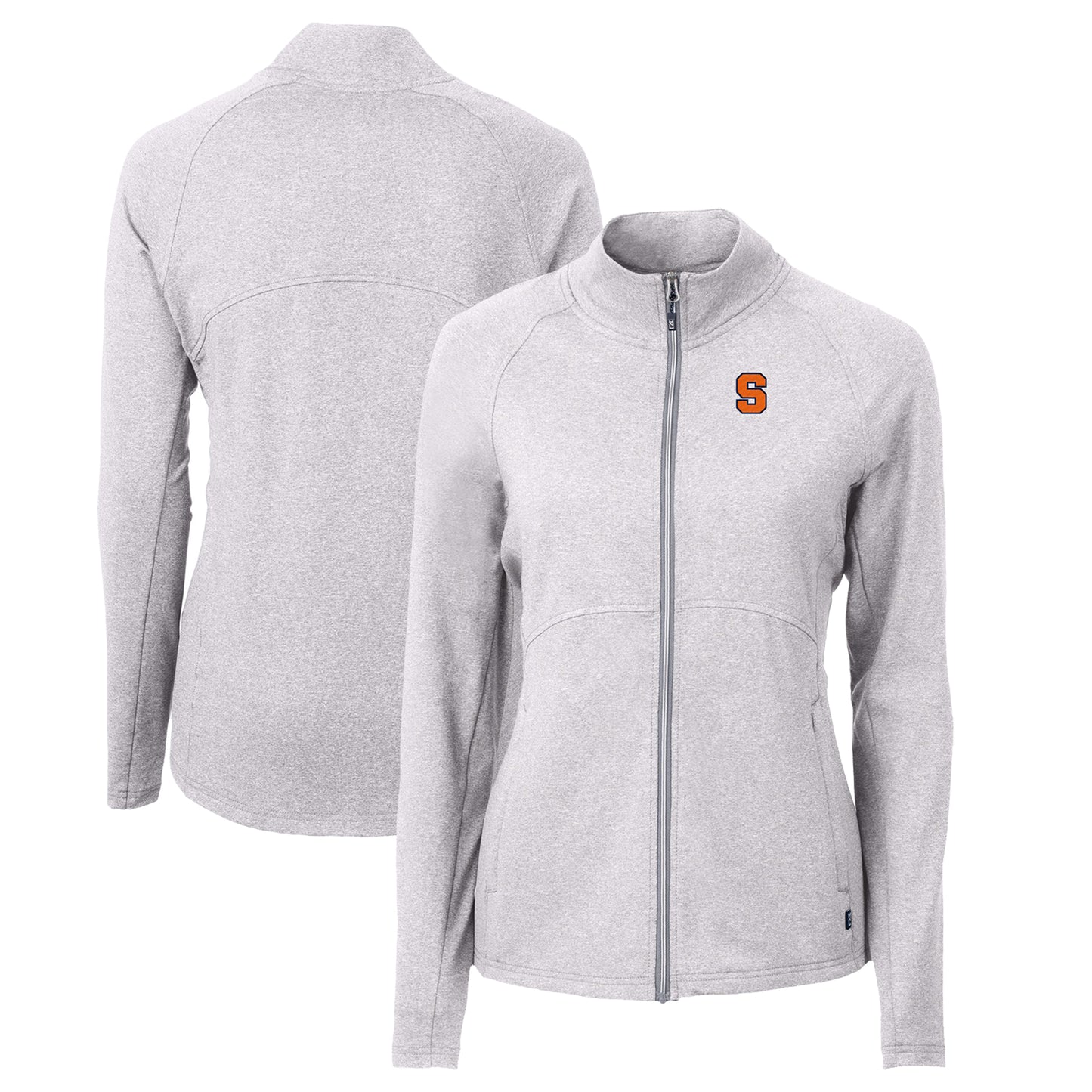 Women's Cutter & Buck Heather Gray Syracuse Orange Adapt Eco Knit Heather Recycled Full-Zip Jacket