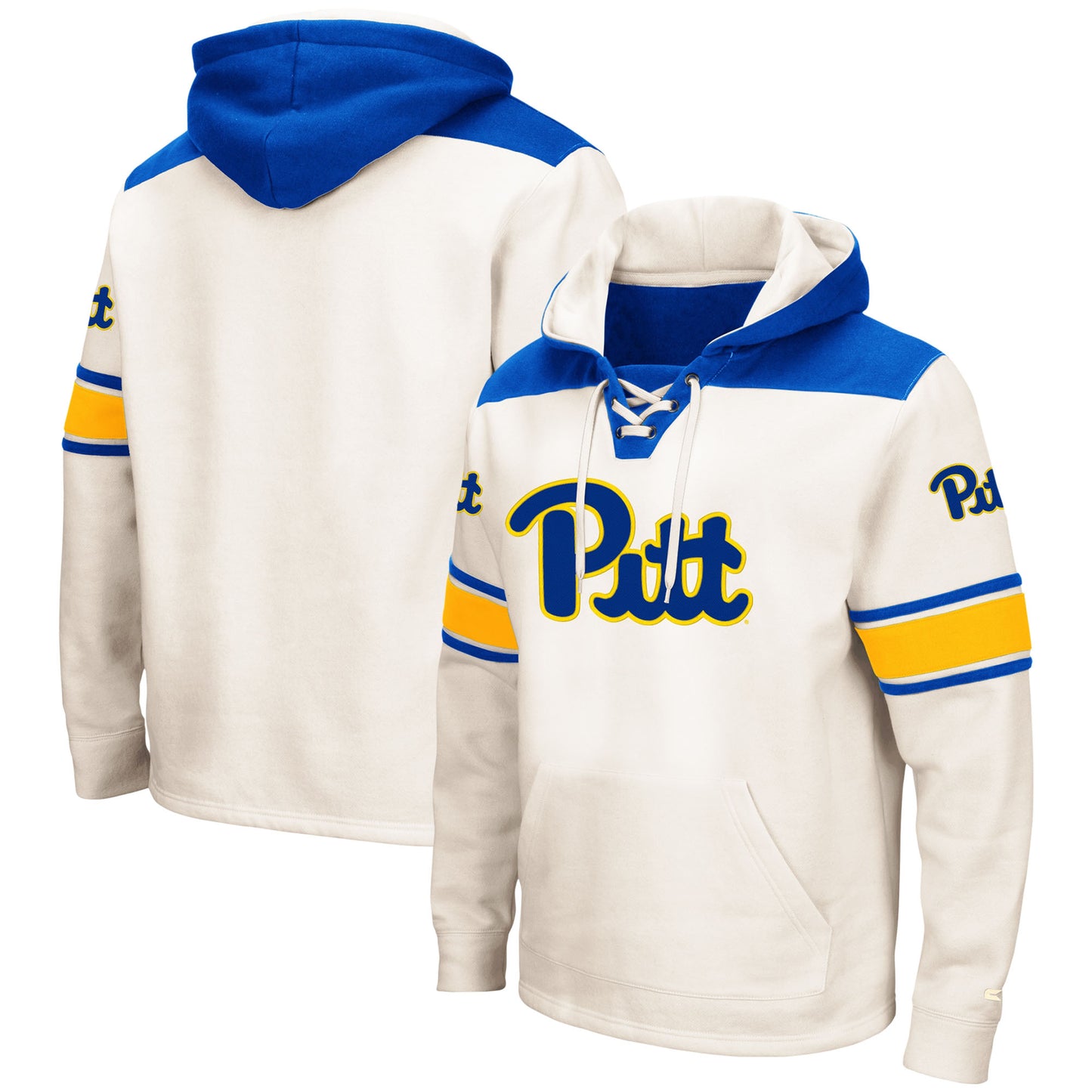 Men's Colosseum Cream Pitt Panthers 2.0 Lace-Up Pullover Hoodie