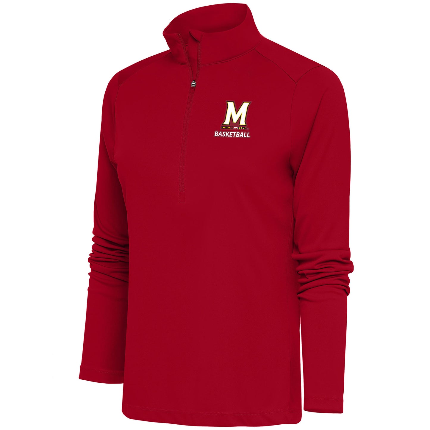 Women's Antigua Red Maryland Terrapins Basketball Tribute Half-Zip Pullover Top