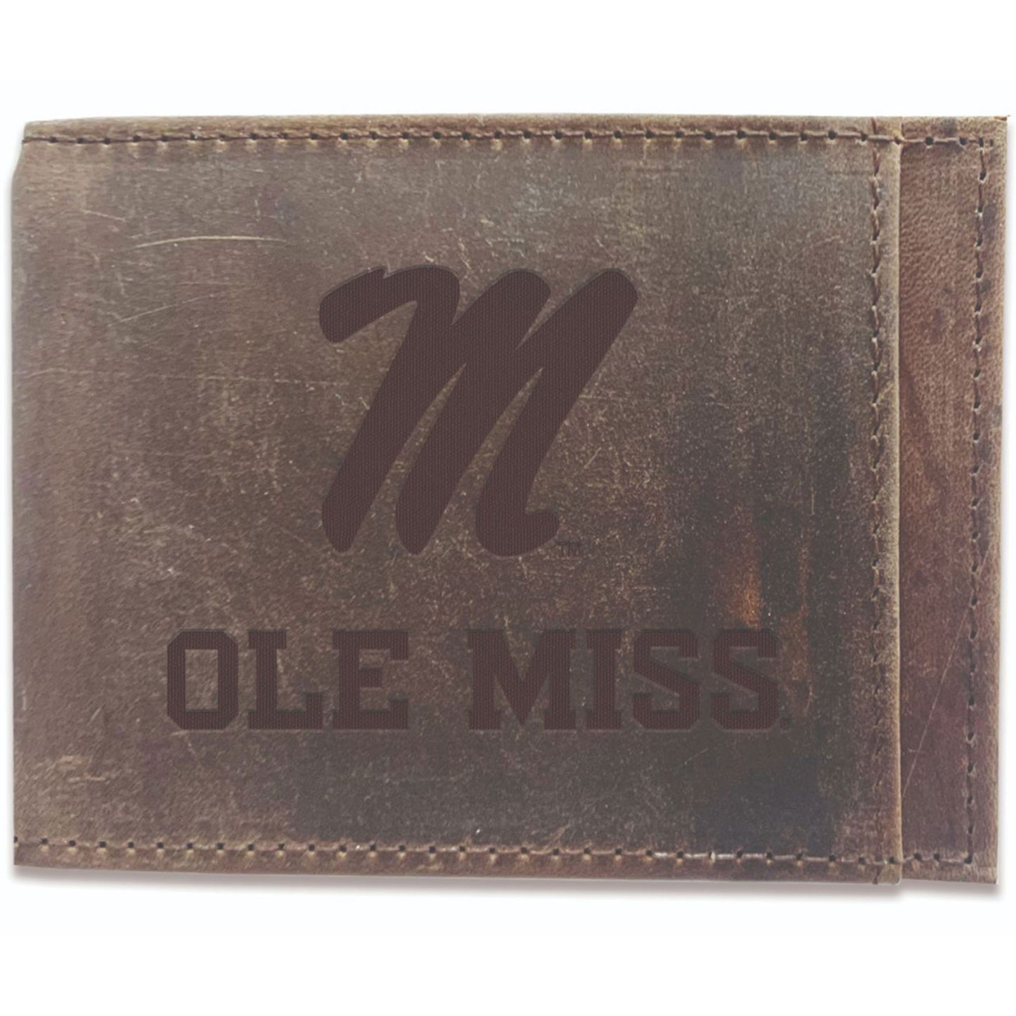 Brown Ole Miss Rebels Bifold Leather Wallet