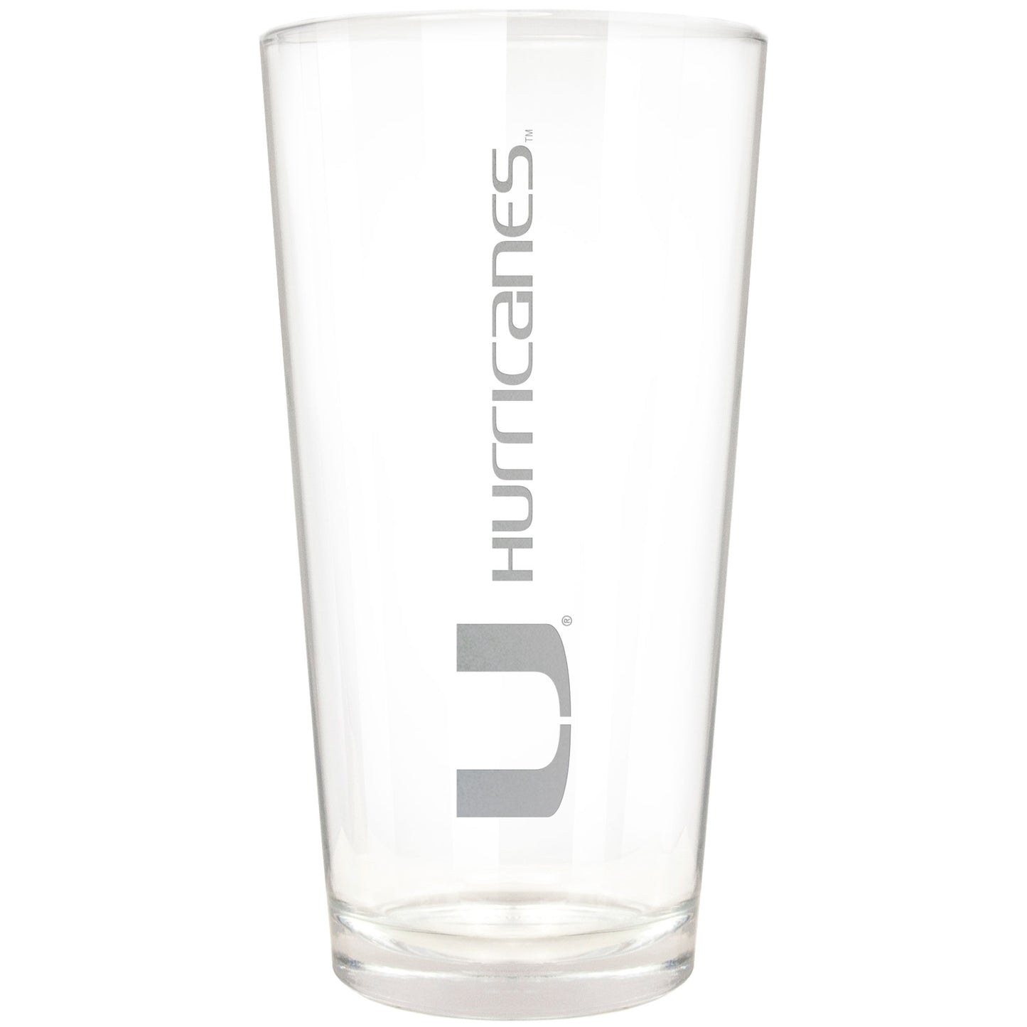 Miami Hurricanes Etched 16oz. Vertical Rally Cry Pint Glass