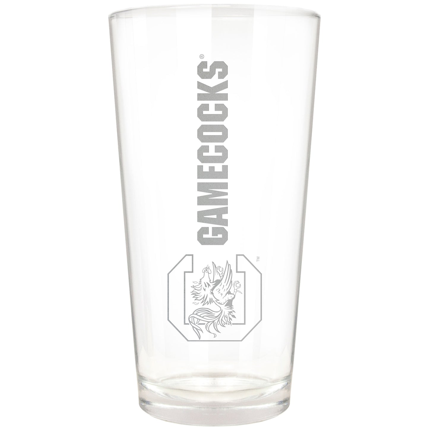 South Carolina Gamecocks Etched 16oz. Vertical Rally Cry Pint Glass