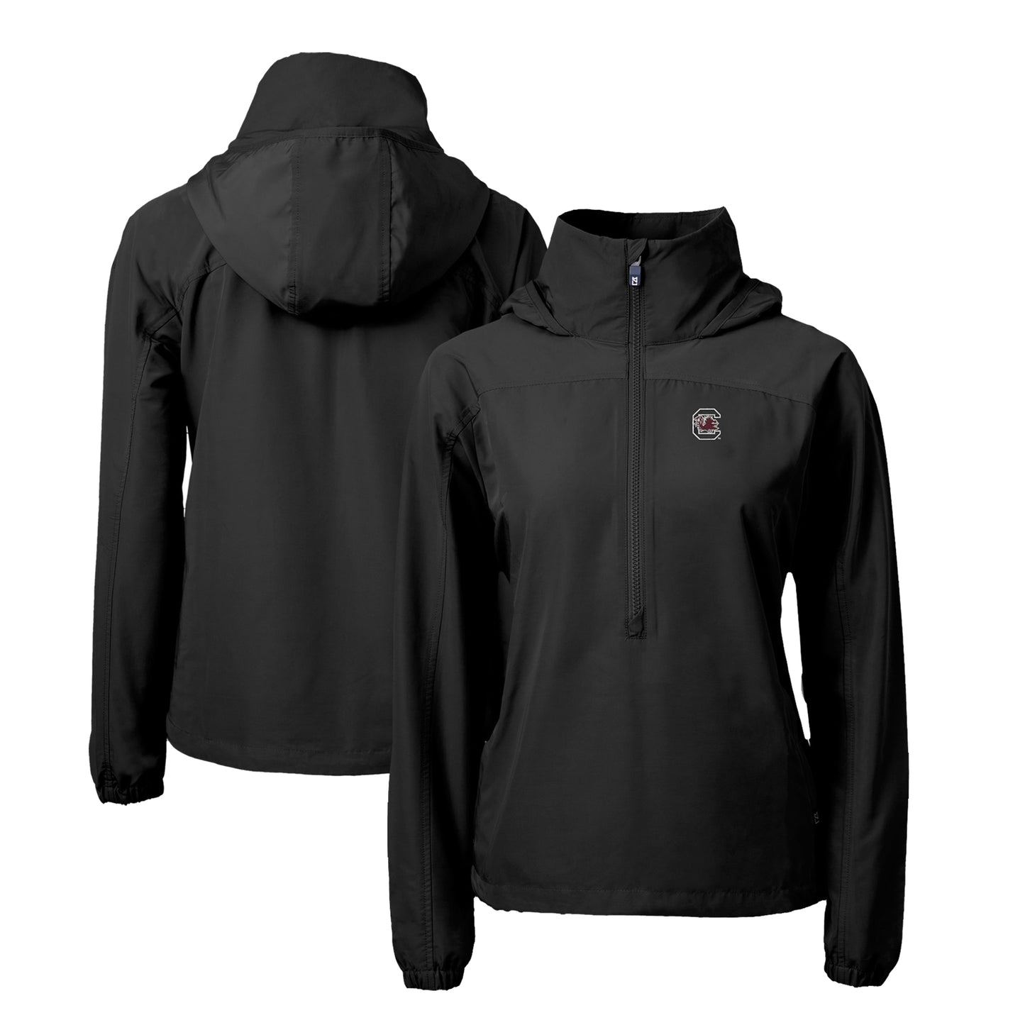 Women's Cutter & Buck Black South Carolina Gamecocks Charter Eco Recycled Half-Zip Anorak Jacket
