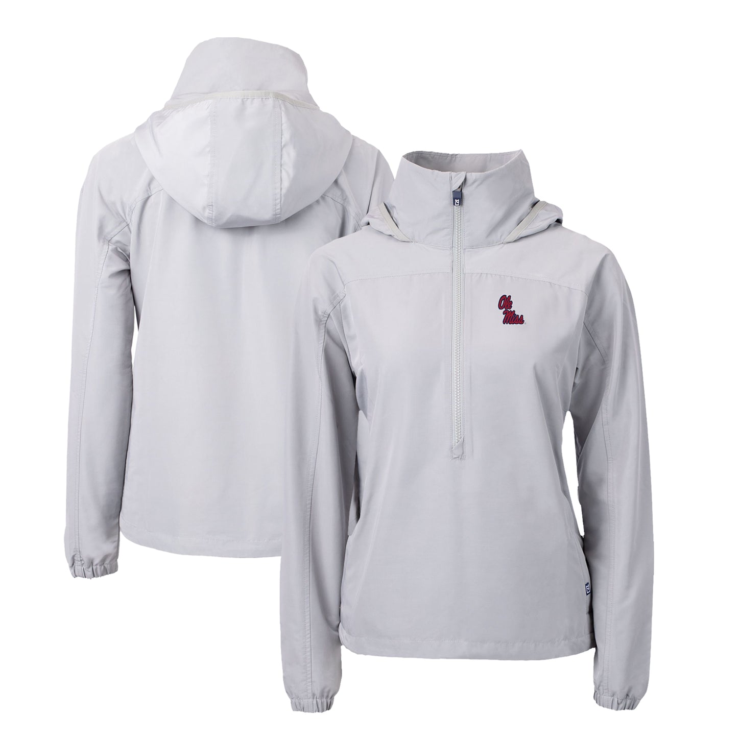 Women's Cutter & Buck Gray Ole Miss Rebels Charter Eco Recycled Half-Zip Anorak Jacket
