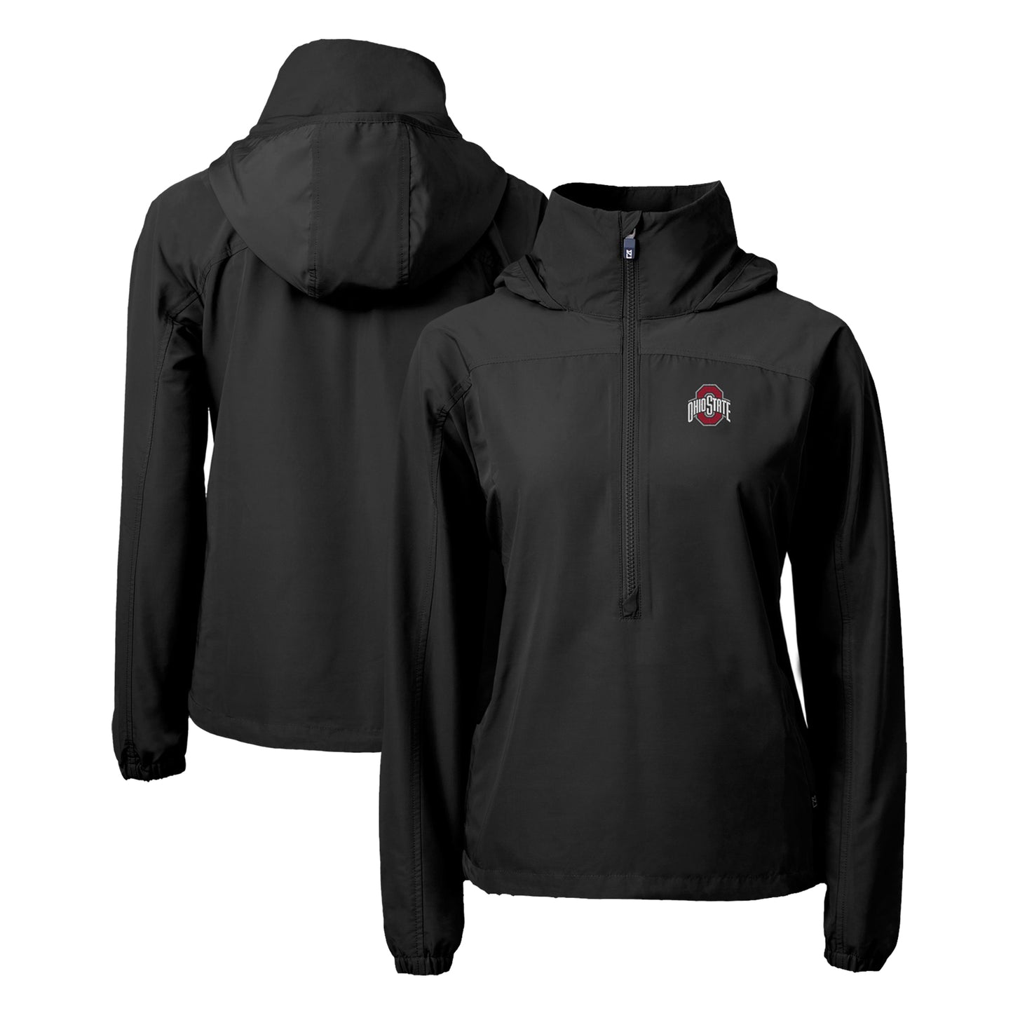 Women's Cutter & Buck Black Ohio State Buckeyes Charter Eco Recycled Half-Zip Anorak Jacket