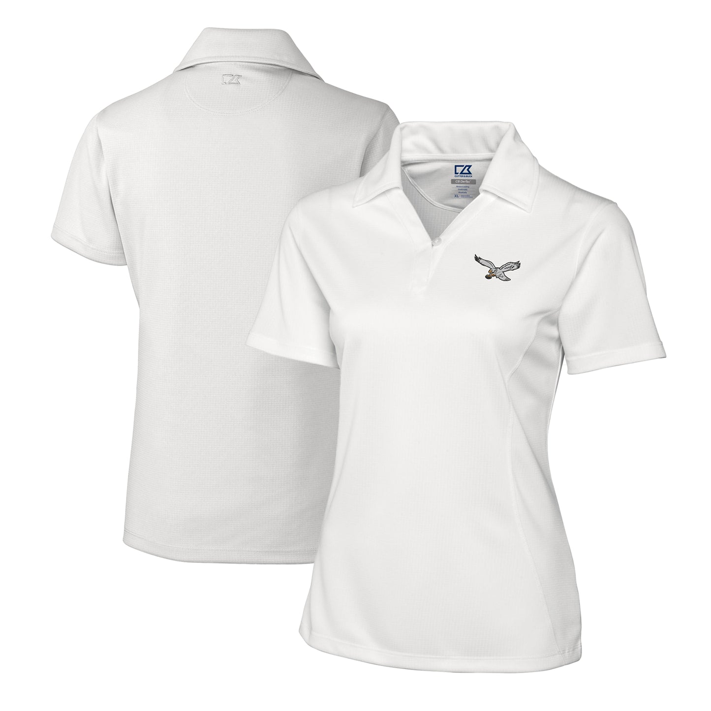 Women's Cutter & Buck White Philadelphia Eagles Gridiron Classics Logo CB DryTec Genre Textured Solid Polo