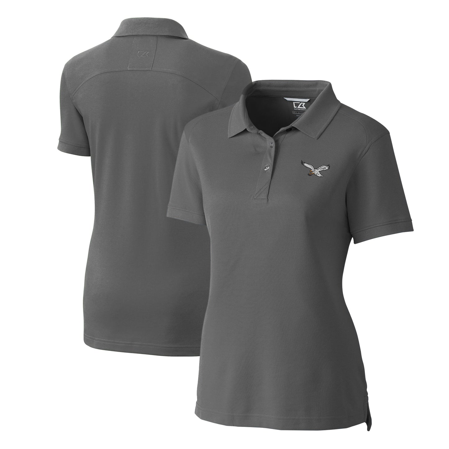 Women's Cutter & Buck Gray Philadelphia Eagles Gridiron Classics Logo Advantage DryTec Tri-Blend Pique Polo