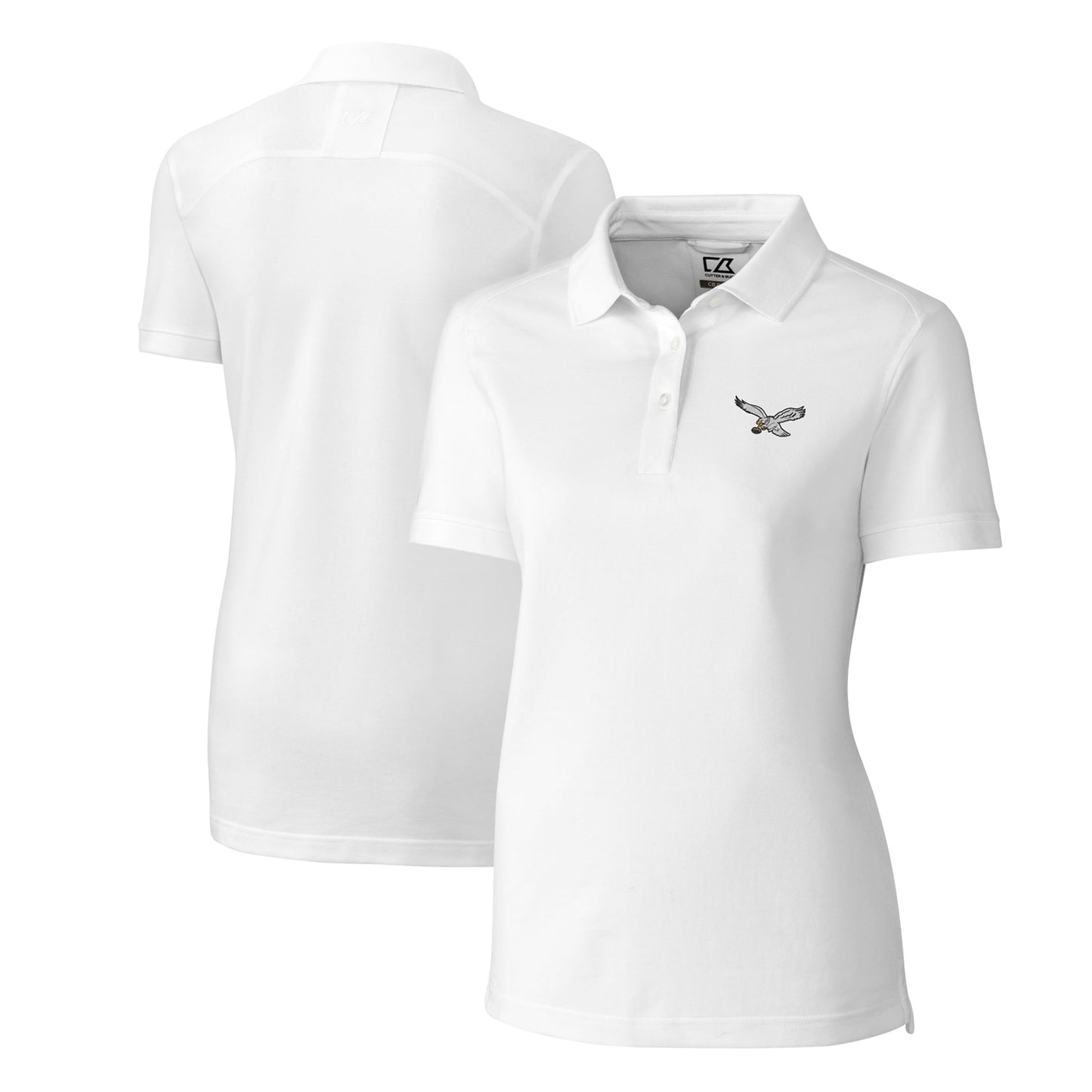 Women's Cutter & Buck White Philadelphia Eagles Gridiron Classics Logo Advantage DryTec Tri-Blend Pique Polo