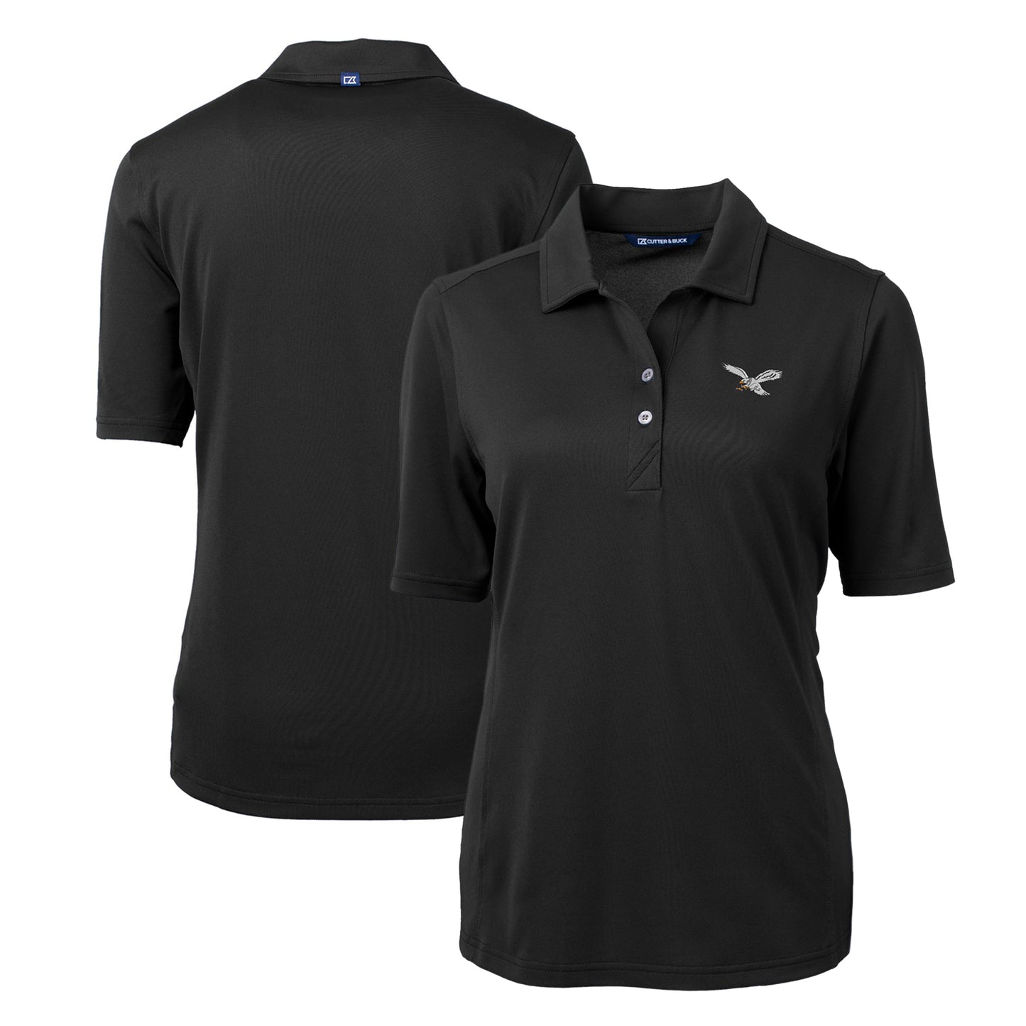 Women's Cutter & Buck Black Philadelphia Eagles Gridiron Classics Logo DryTec Virtue Eco Pique Recycled Polo