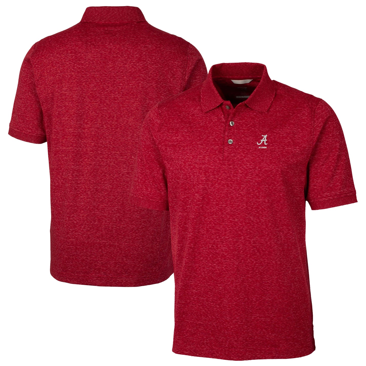Men's Cutter & Buck Crimson Alabama Crimson Tide Alumni Logo Advantage Space Dye Tri-Blend DryTec Polo