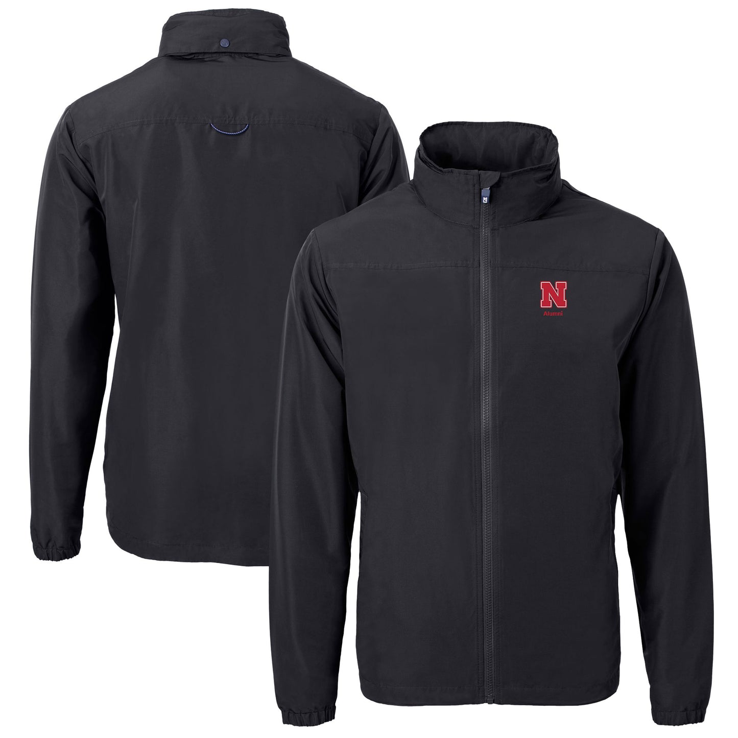 Men's Cutter & Buck Black Nebraska Huskers Alumni Logo Charter Eco Knit Recycled Full-Zip Jacket