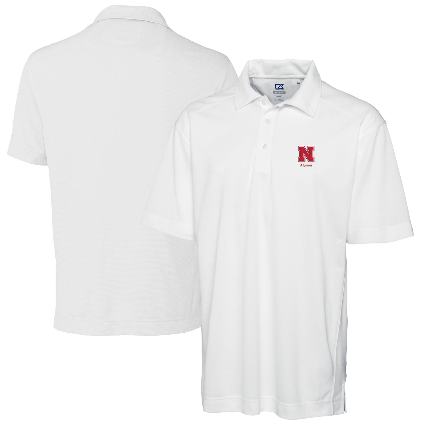 Men's Cutter & Buck White Nebraska Huskers Alumni Logo DryTec Genre Textured Solid Polo