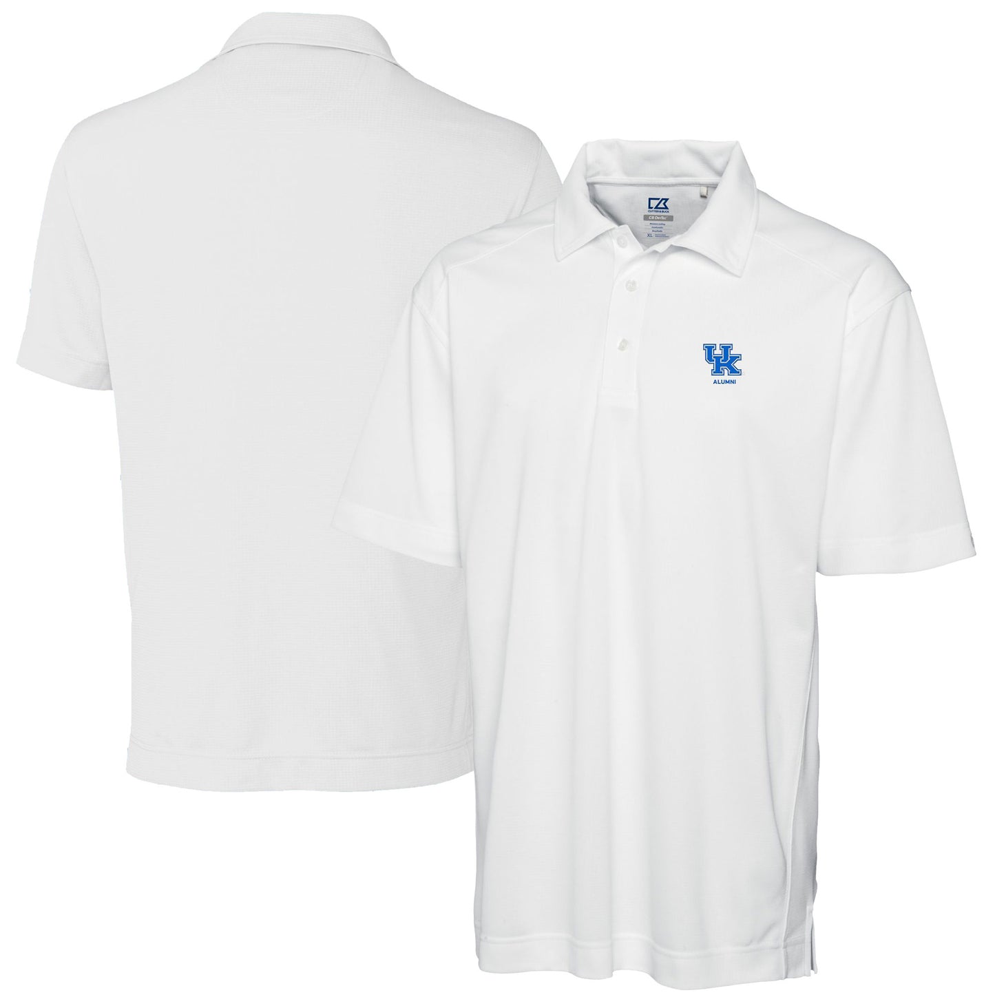 Men's Cutter & Buck White Kentucky Wildcats Alumni Logo DryTec Genre Textured Solid Polo