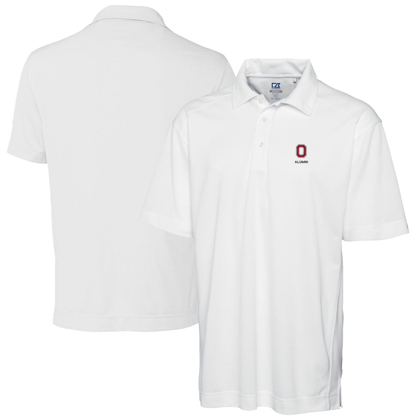 Men's Cutter & Buck White Ohio State Buckeyes Alumni Logo DryTec Genre Textured Solid Polo