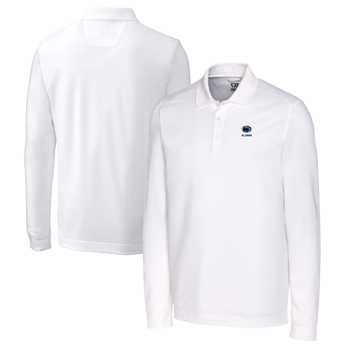 Men's Cutter & Buck White Penn State Nittany Lions Alumni Logo Advantage Tri-Blend Pique Long Sleeve DryTec Polo