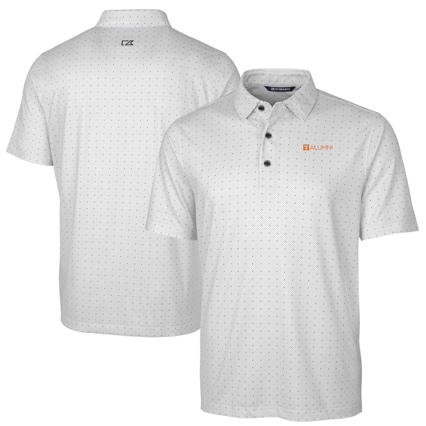 Men's Cutter & Buck Charcoal Tennessee Volunteers Alumni Logo Double Dot Print Stretch Polo