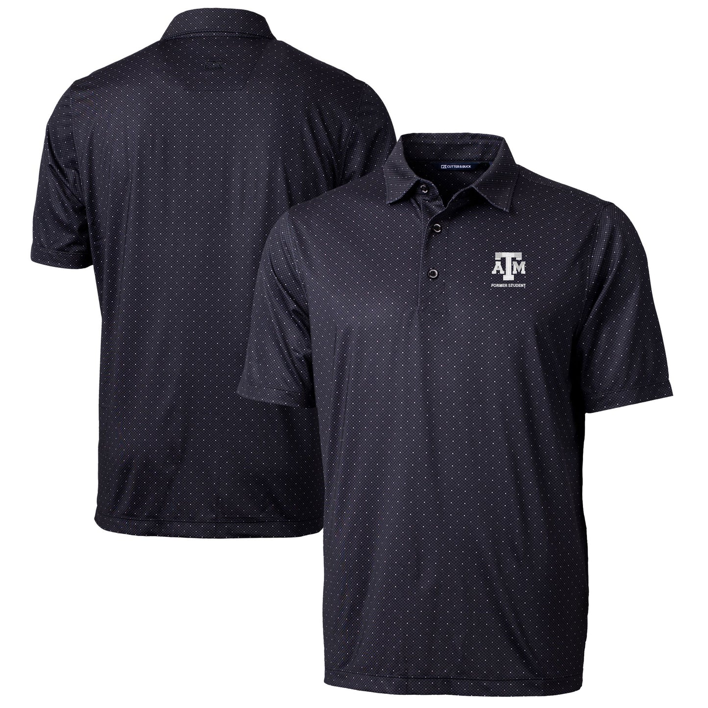 Men's Cutter & Buck Black Texas A&M Aggies Alumni Logo Double Dot Print Stretch Polo