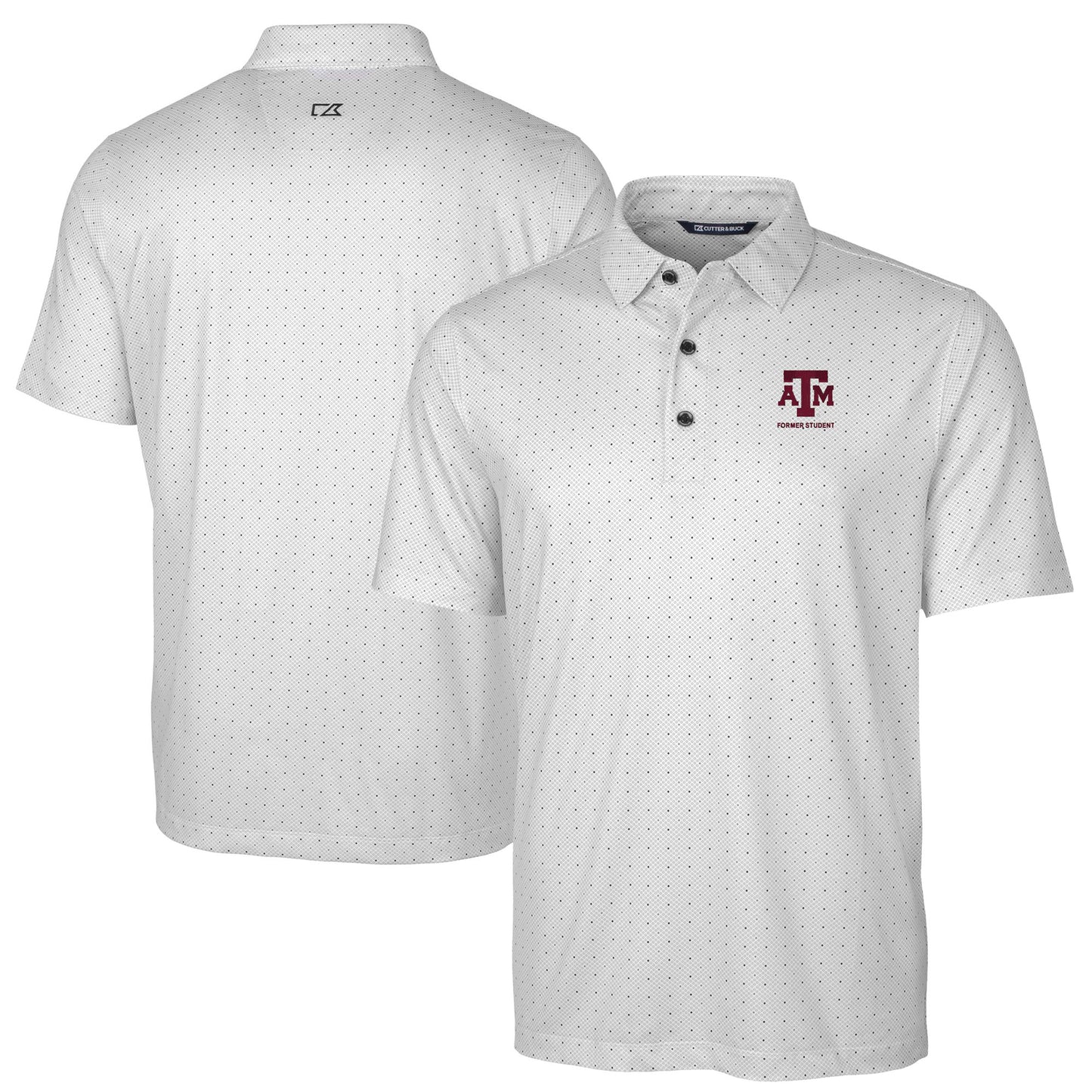 Men's Cutter & Buck Charcoal Texas A&M Aggies Alumni Logo Double Dot Print Stretch Polo