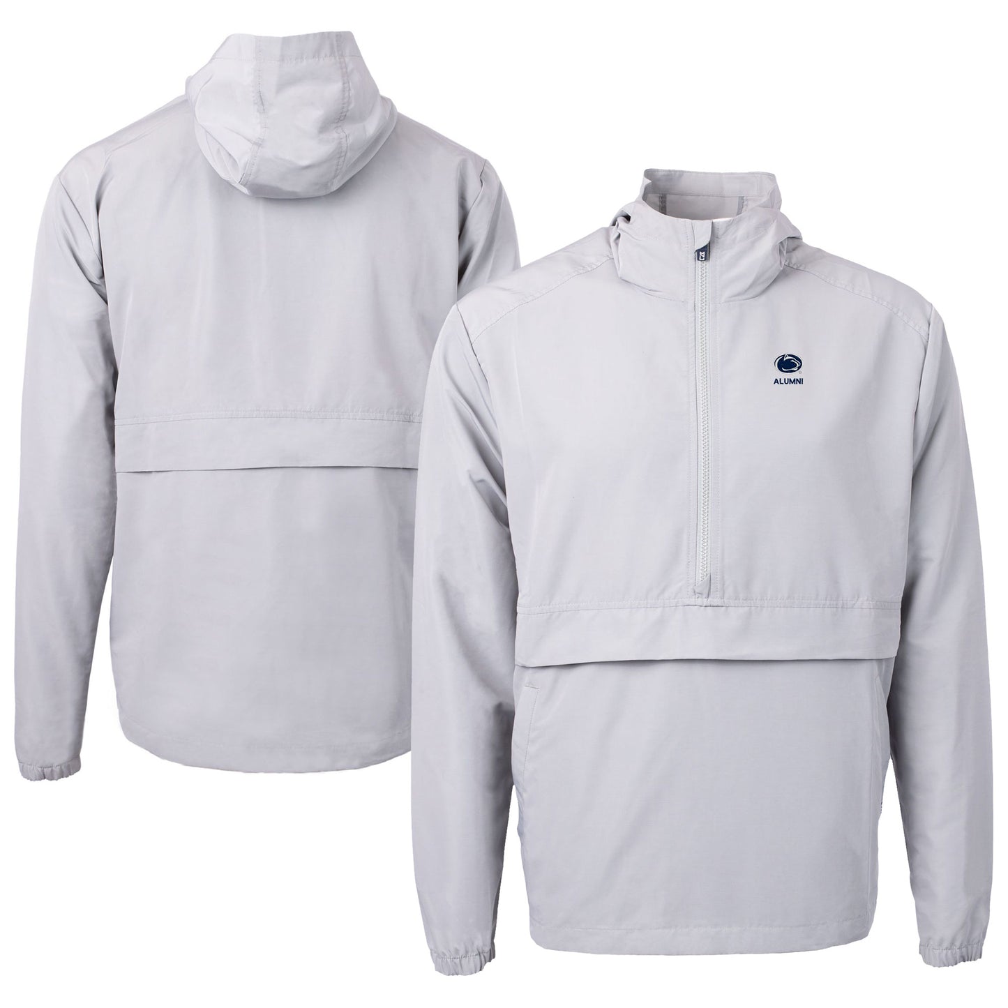 Men's Cutter & Buck Gray Penn State Nittany Lions Alumni Logo Charter Eco Knit Recycled Anorak Half-Zip Jacket