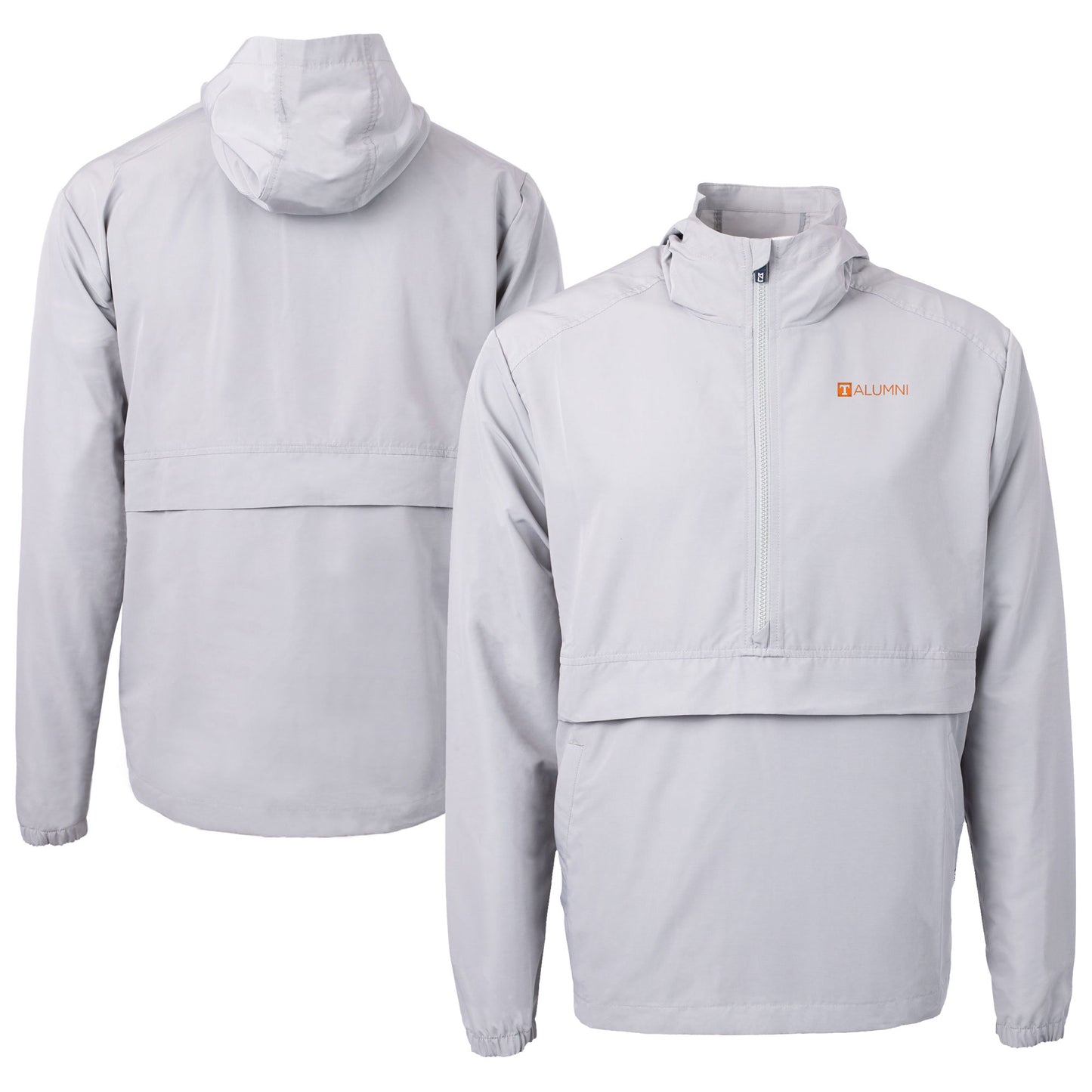 Men's Cutter & Buck Gray Tennessee Volunteers Alumni Logo Charter Eco Knit Recycled Anorak Half-Zip Jacket
