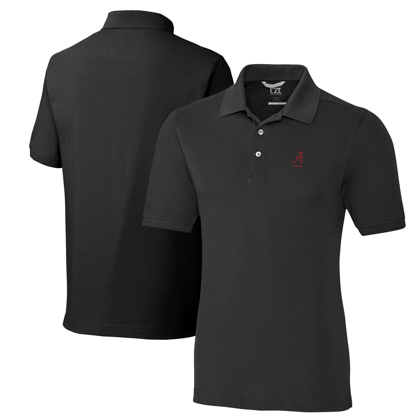 Men's Cutter & Buck Black Alabama Crimson Tide Alumni Logo Advantage Tri-Blend Pique Polo