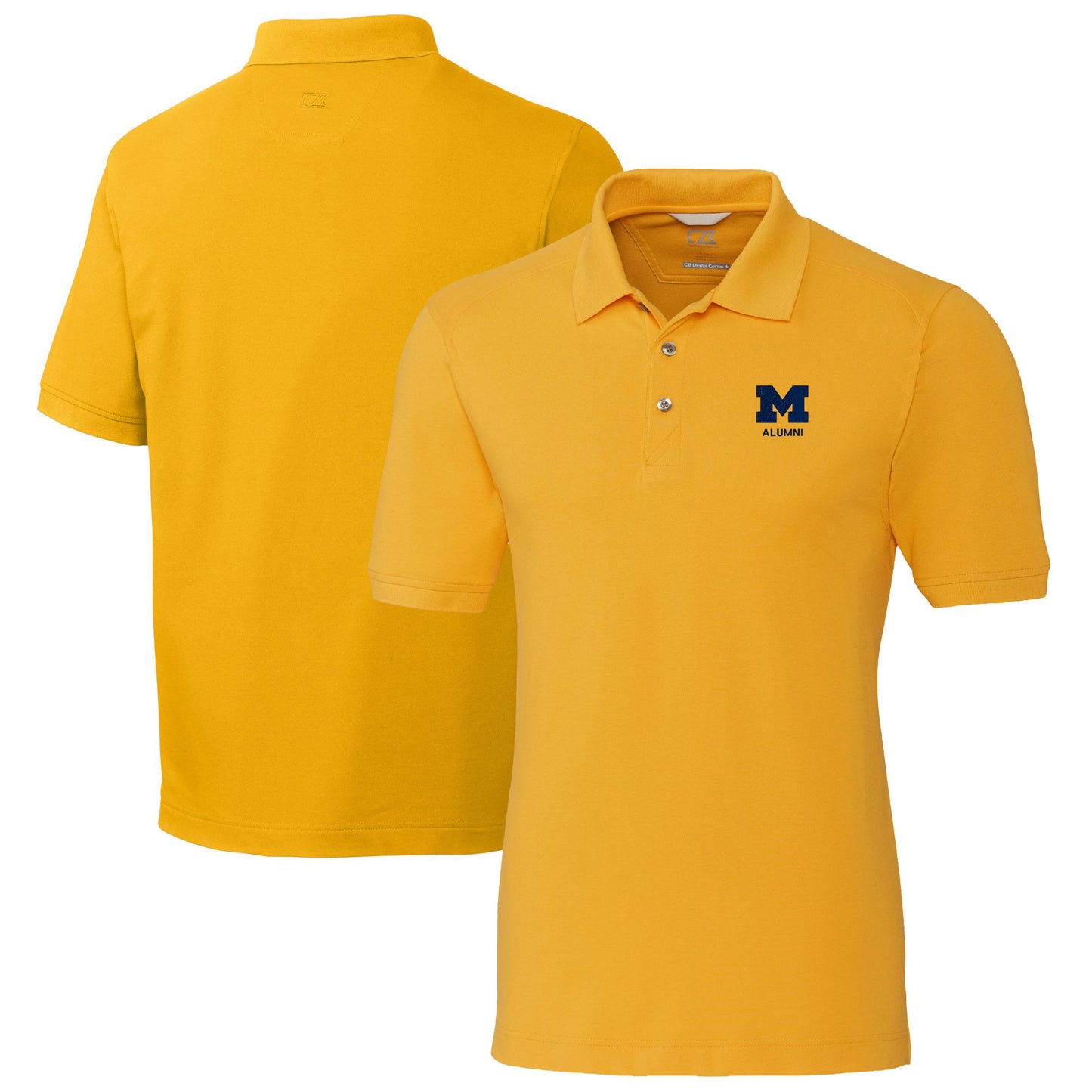 Men's Cutter & Buck Maize Michigan Wolverines Alumni Logo Advantage Tri-Blend Pique Polo