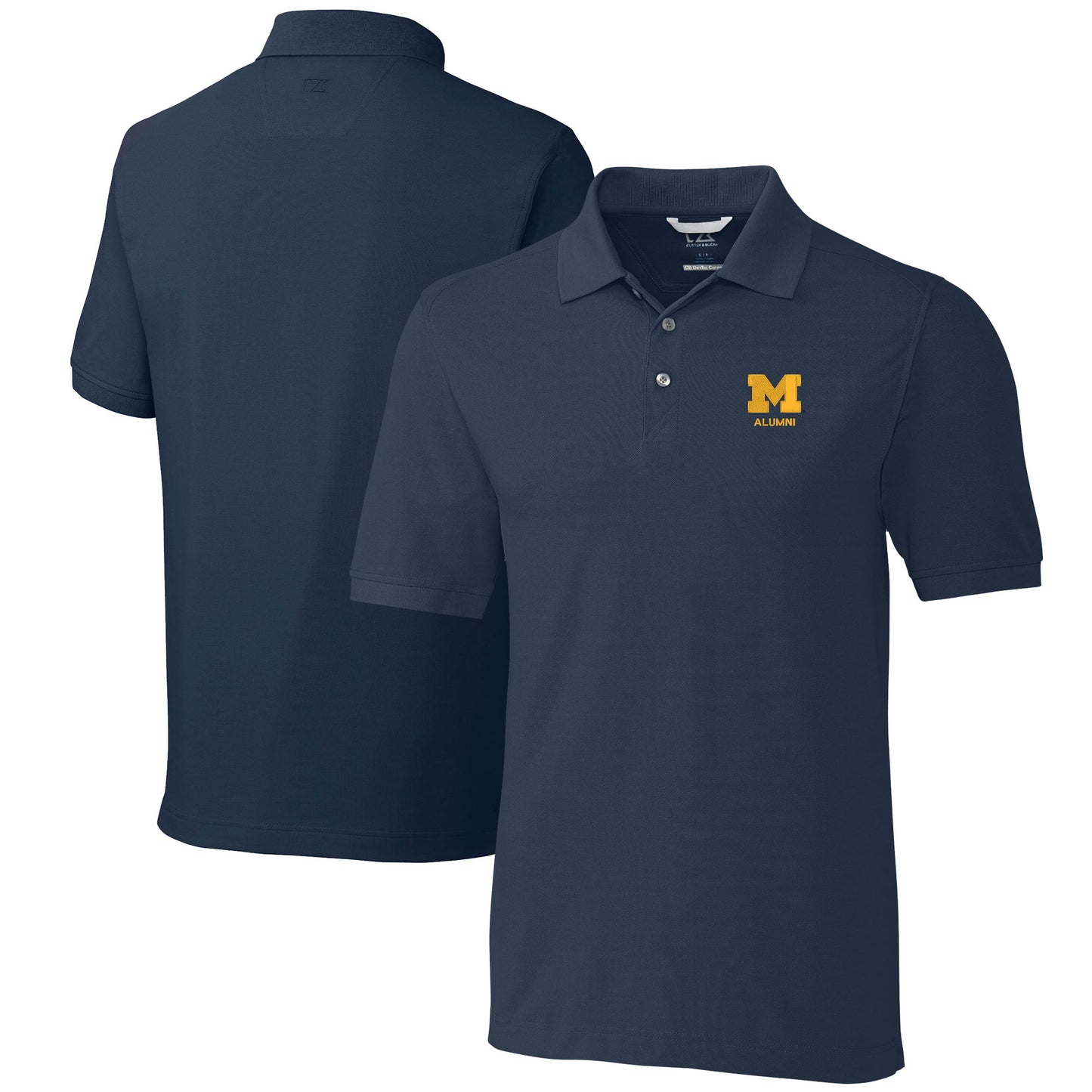 Men's Cutter & Buck Navy Michigan Wolverines Alumni Logo Advantage Tri-Blend Pique Polo