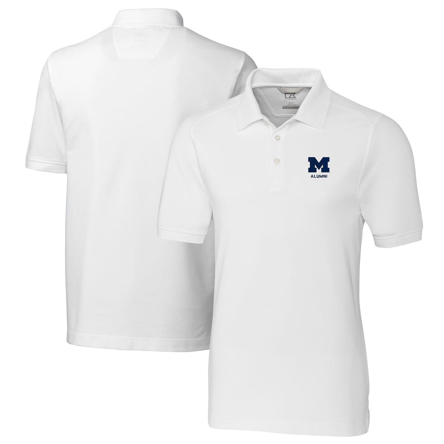Men's Cutter & Buck White Michigan Wolverines Alumni Logo Advantage Tri-Blend Pique Polo